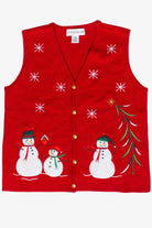 Vintage Snowmen & Birds Ugly Christmas Vest 