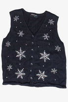 Vintage Embroidered Beaded Snowflakes Ugly Christmas Vest