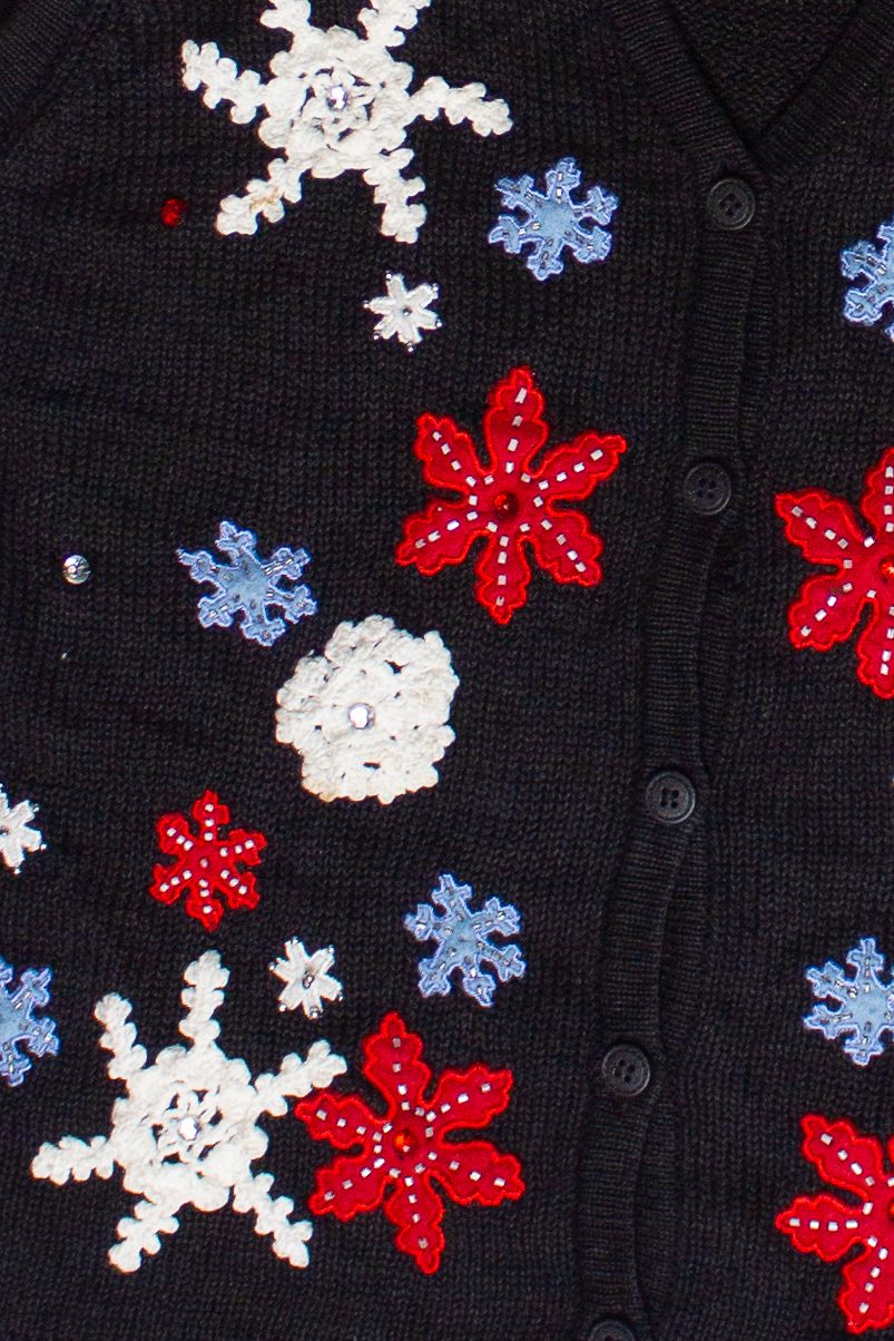 Vintage Beaded Snowflake Appliques Ugly Christmas Vest