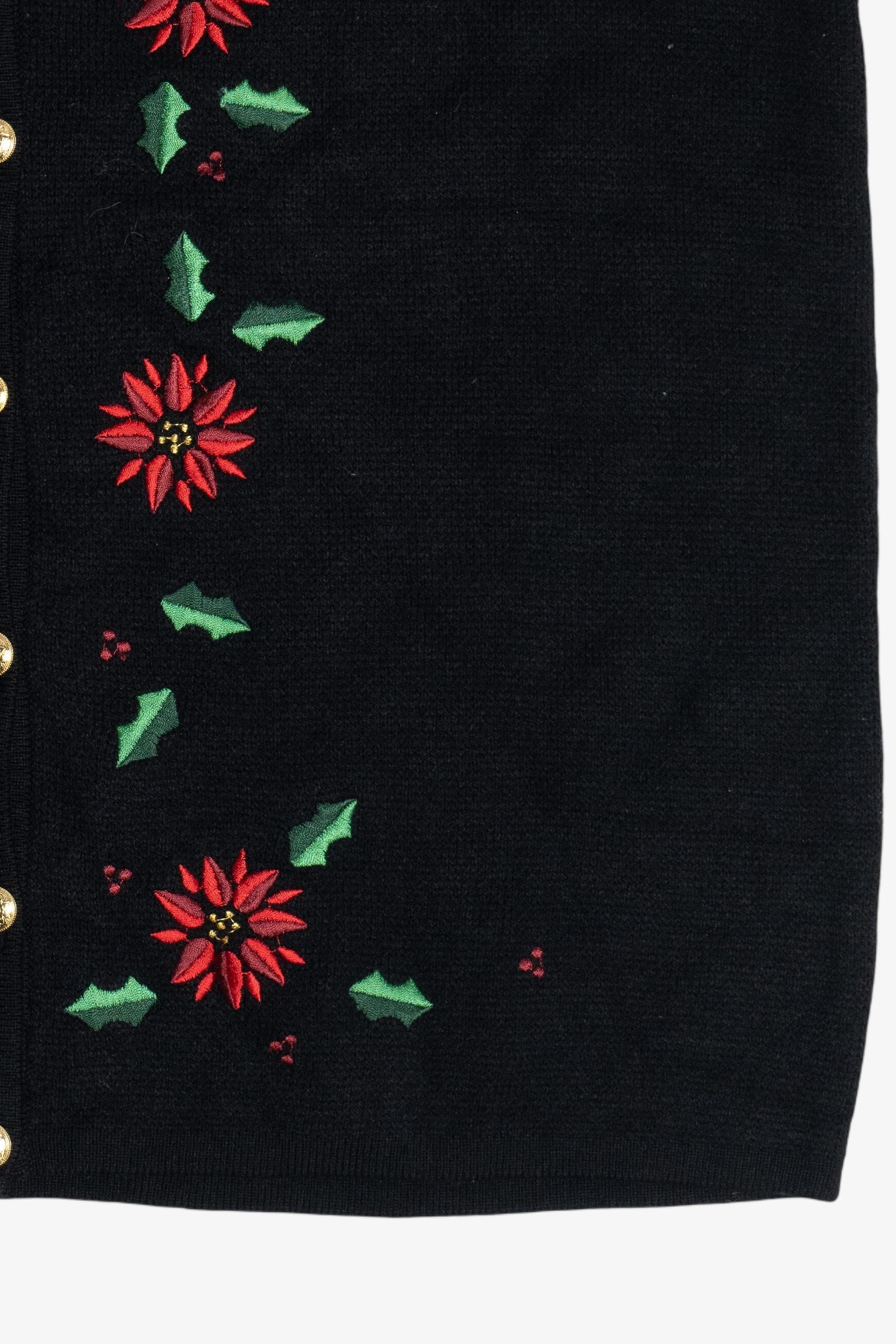 Vintage Embroidered Poinsettias Ugly Christmas Vest (1990s)