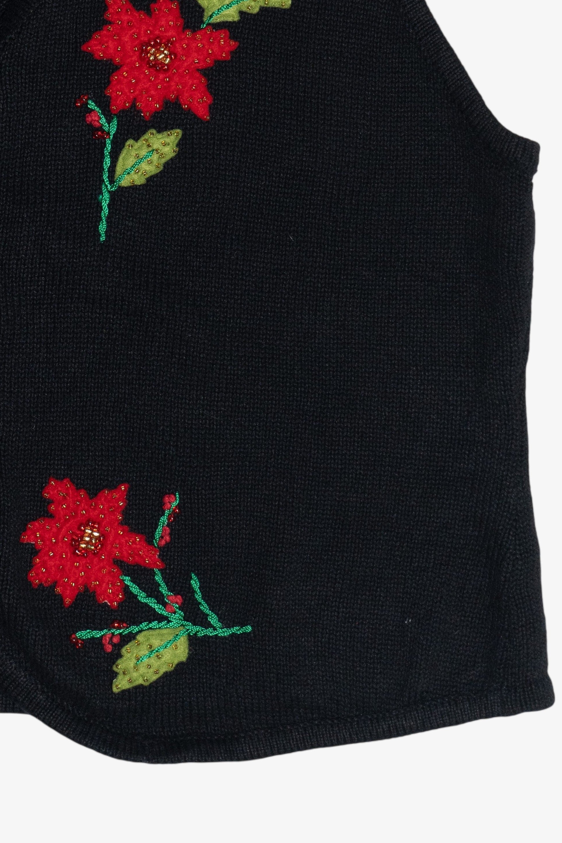 Vintage Poinsettia Stems Ugly Christmas Vest (1990s)