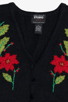 Vintage Poinsettia Stems Ugly Christmas Vest (1990s)