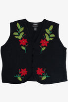 Vintage Poinsettia Stems Ugly Christmas Vest (1990s)