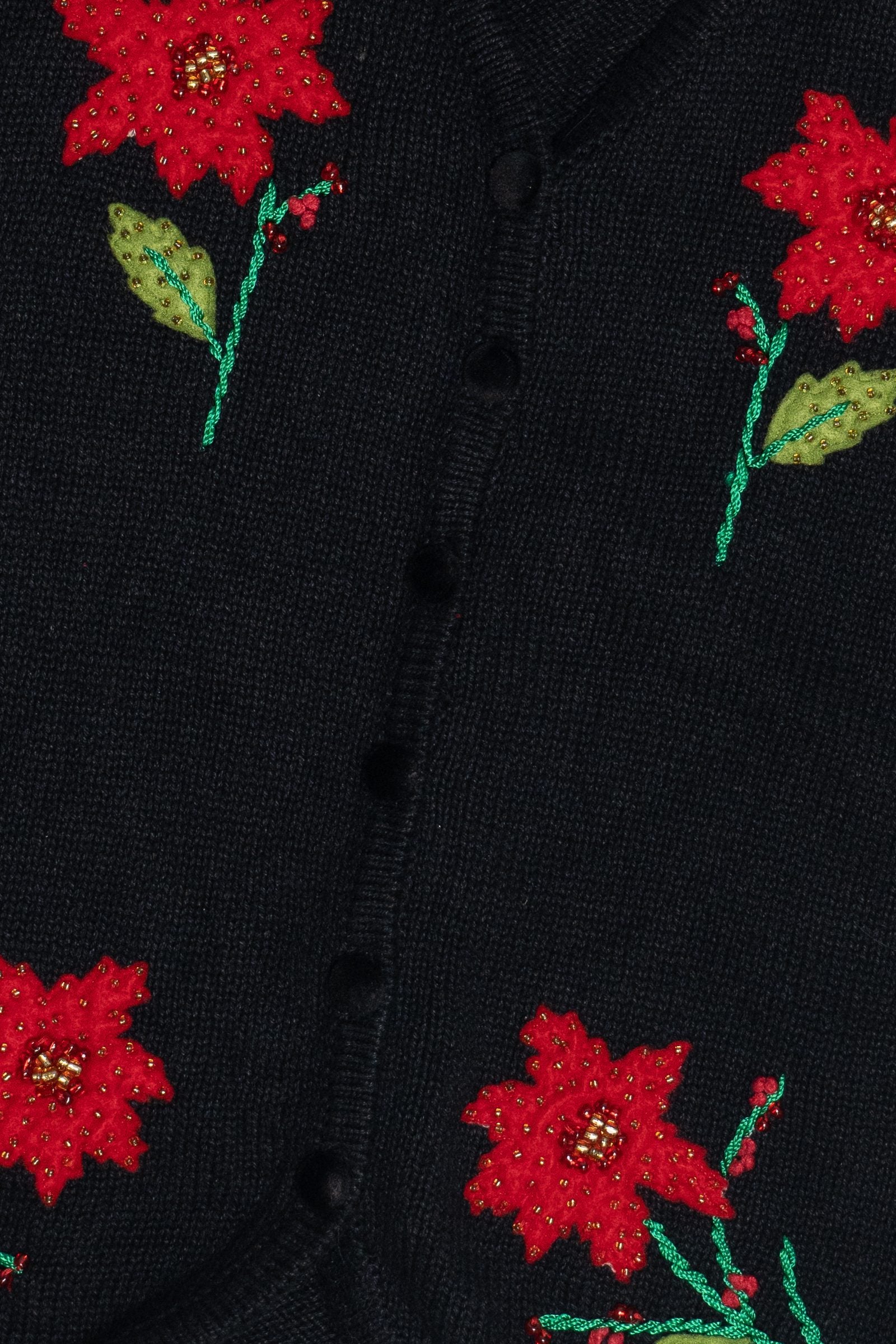 Vintage Poinsettia Stems Ugly Christmas Vest (1990s)