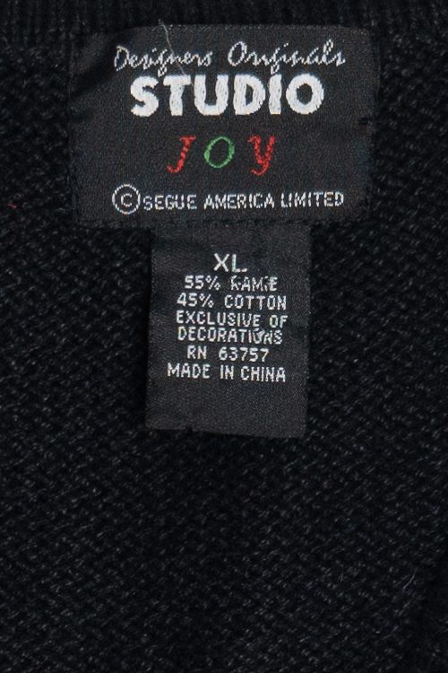 Vintage Poinsettia Stems Ugly Christmas Vest (1990s)