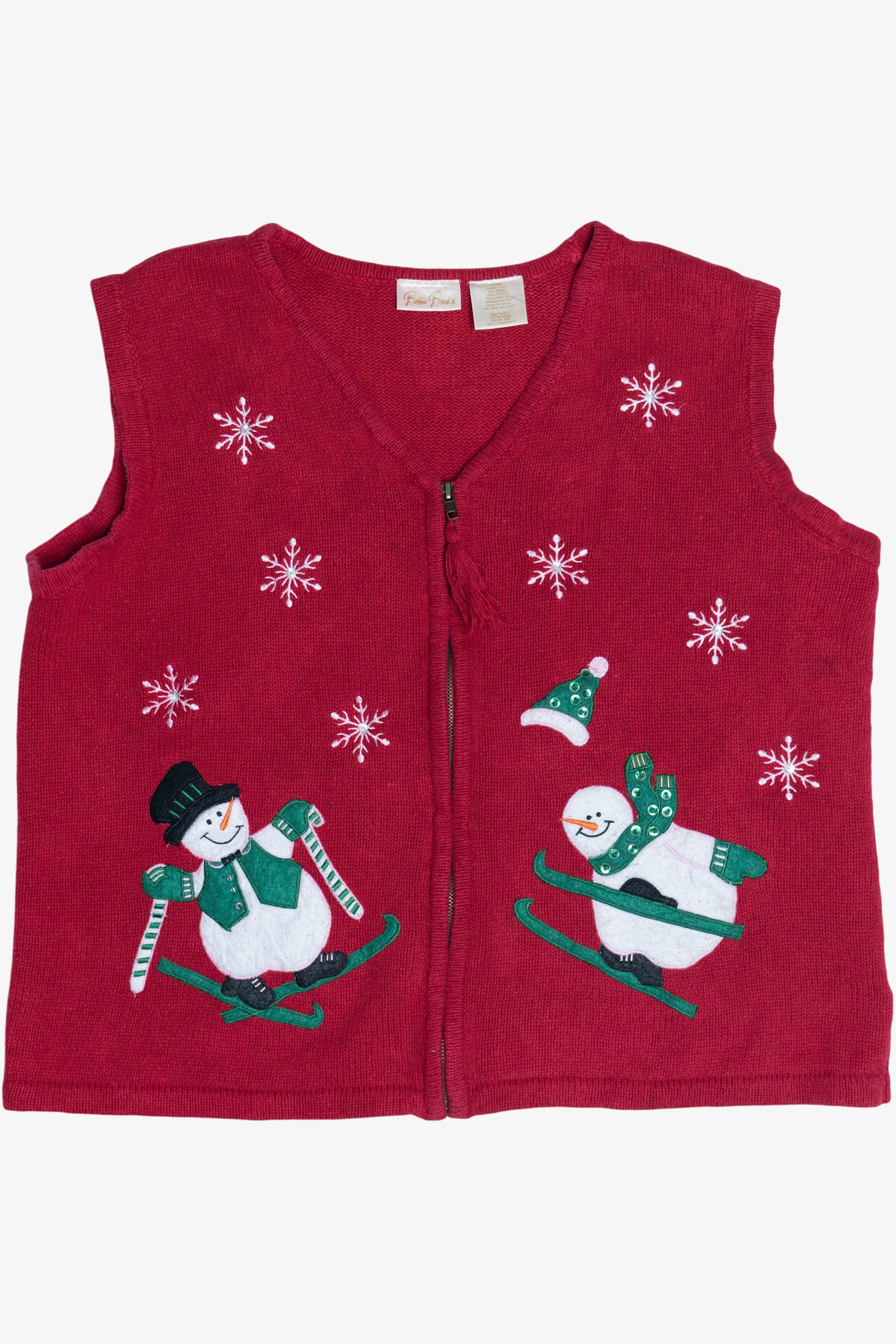 Vintage Bobbie Brooks Skiing Snowmen Ugly Christmas Vest (1990s)
