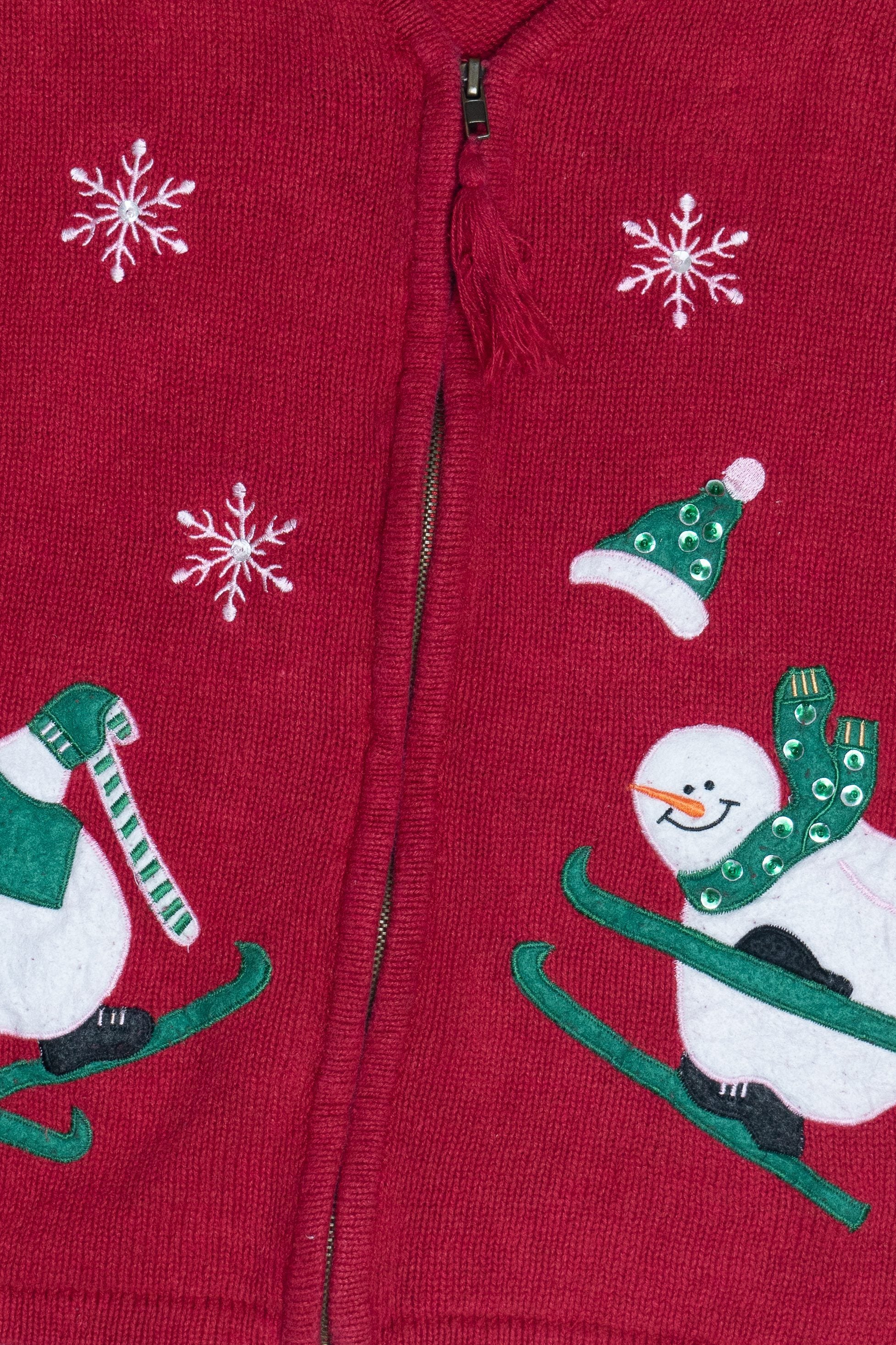 Vintage Bobbie Brooks Skiing Snowmen Ugly Christmas Vest (1990s)