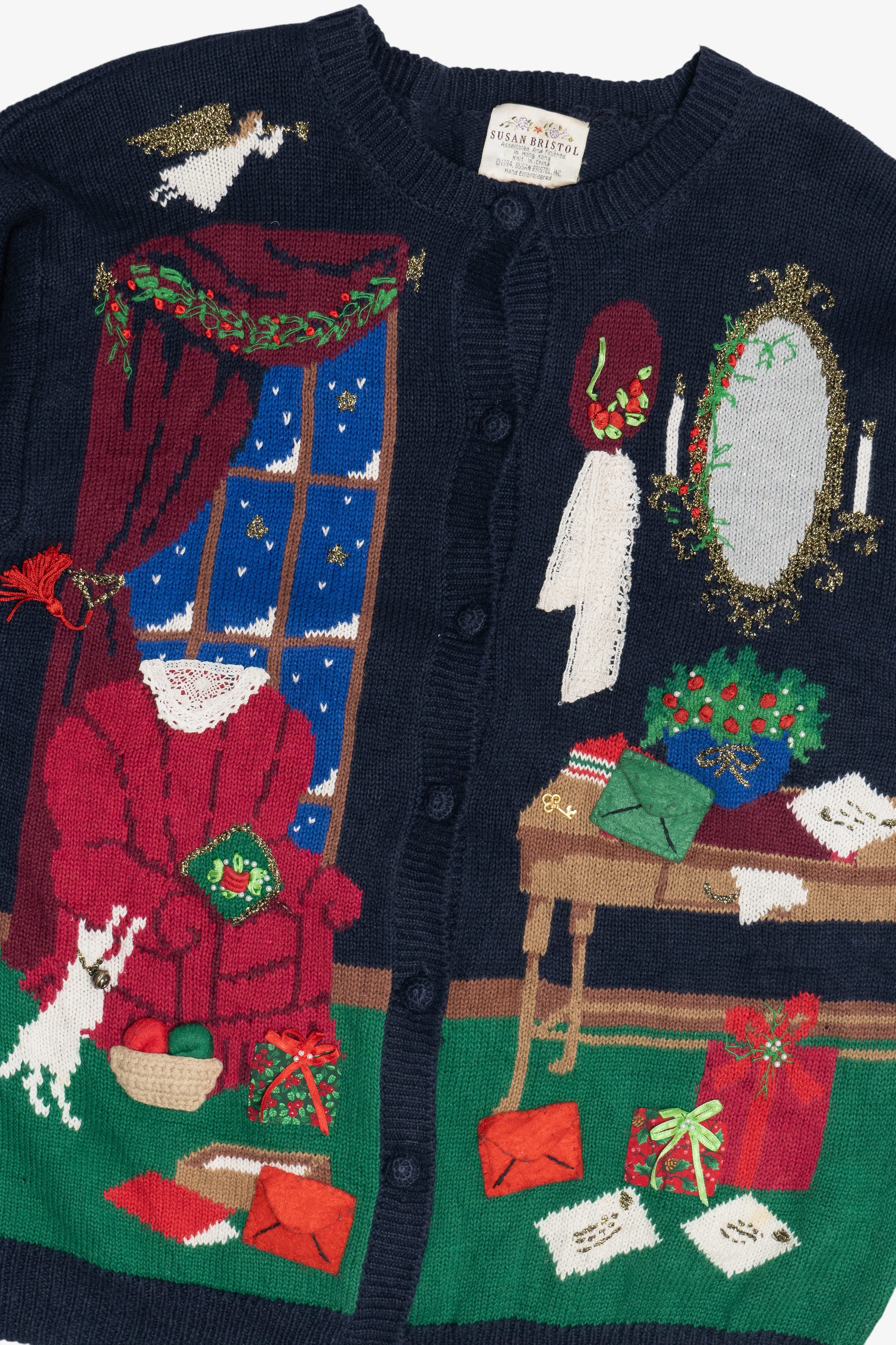 Vintage Susan Bristol Letters To Santa Ugly Christmas Cardigan (1990s)