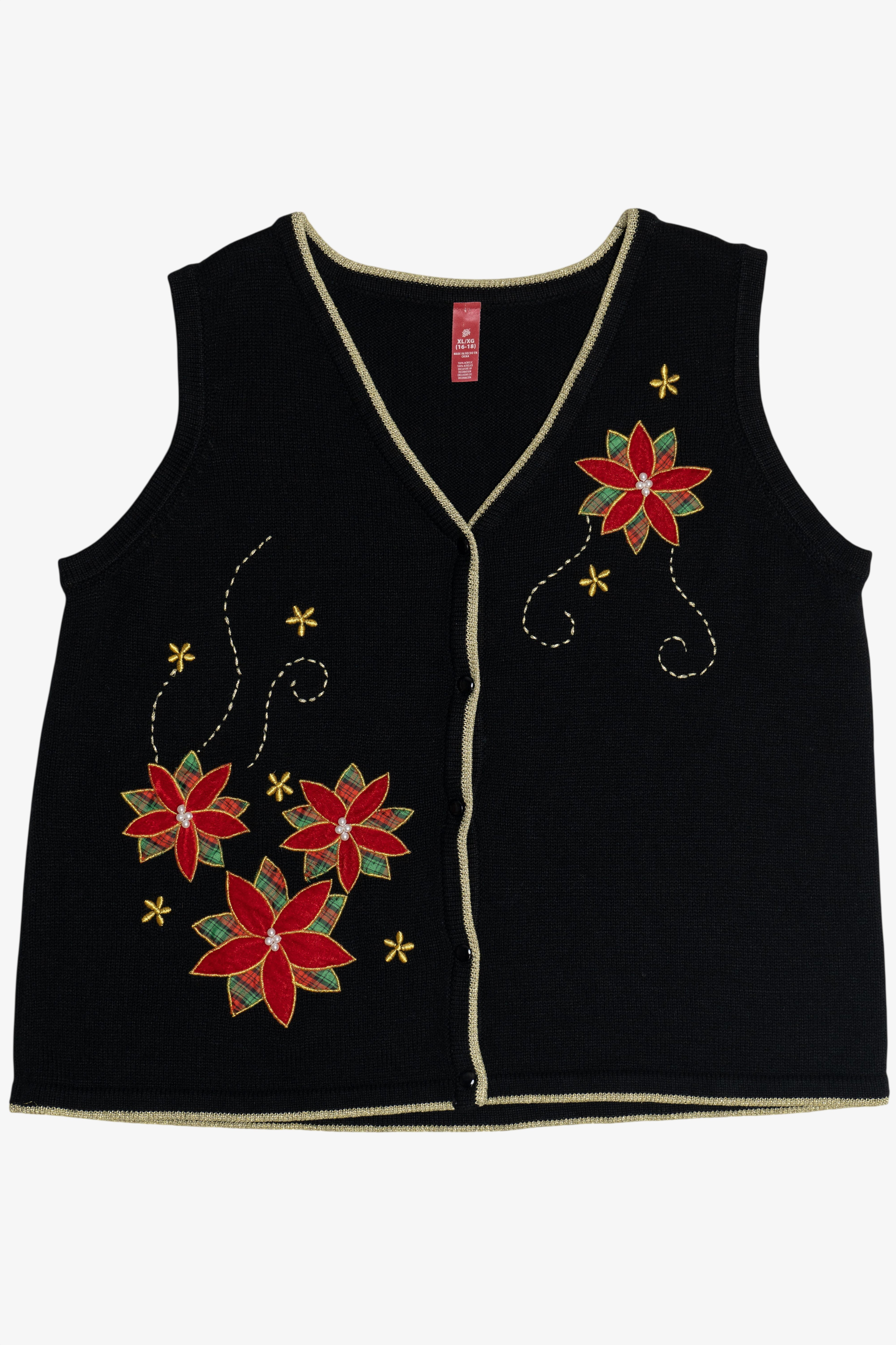 Vintage Holiday Flowers Ugly Christmas Vest (2000s)