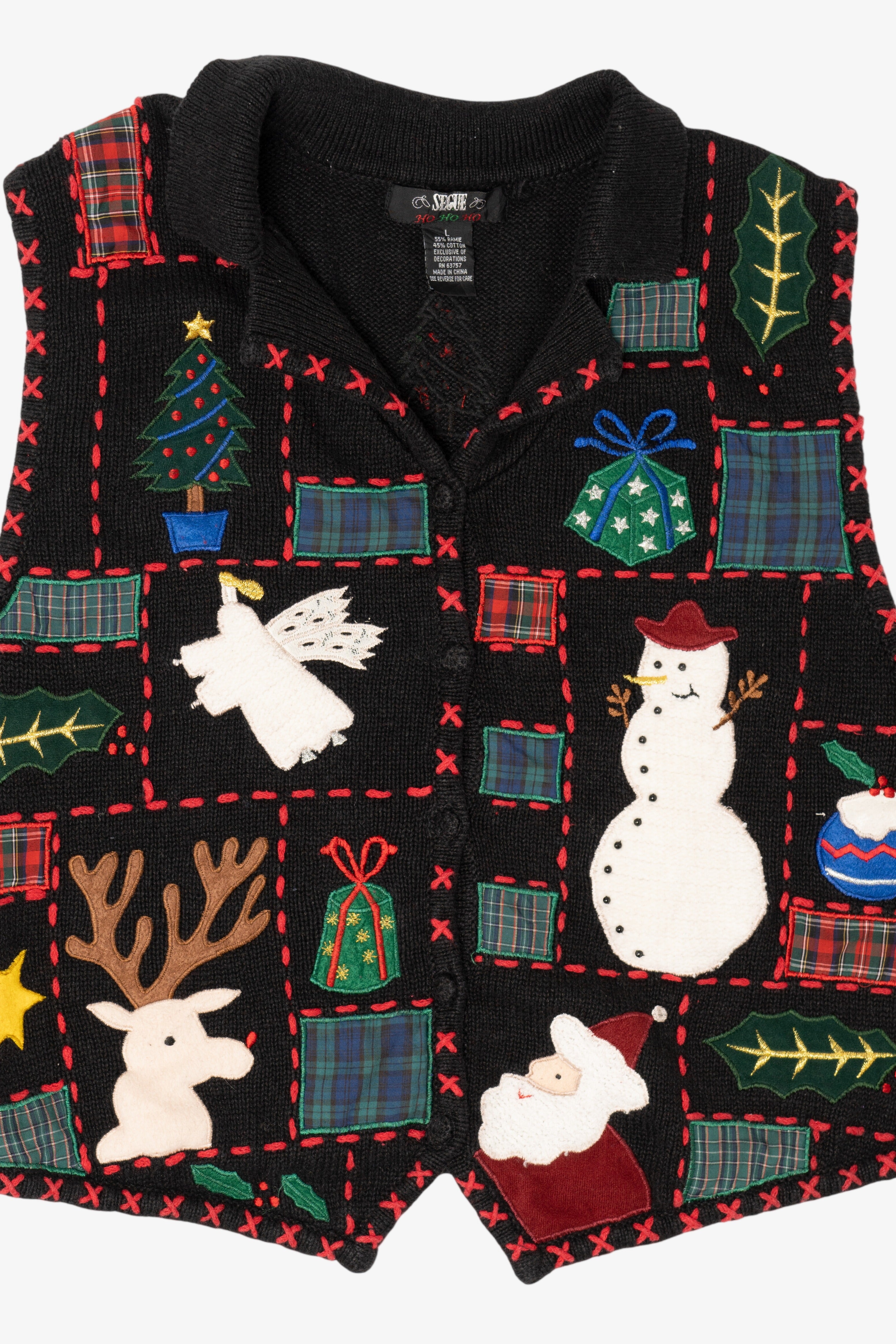 Vintage Black Segue Ugly Christmas Vest (1990s)