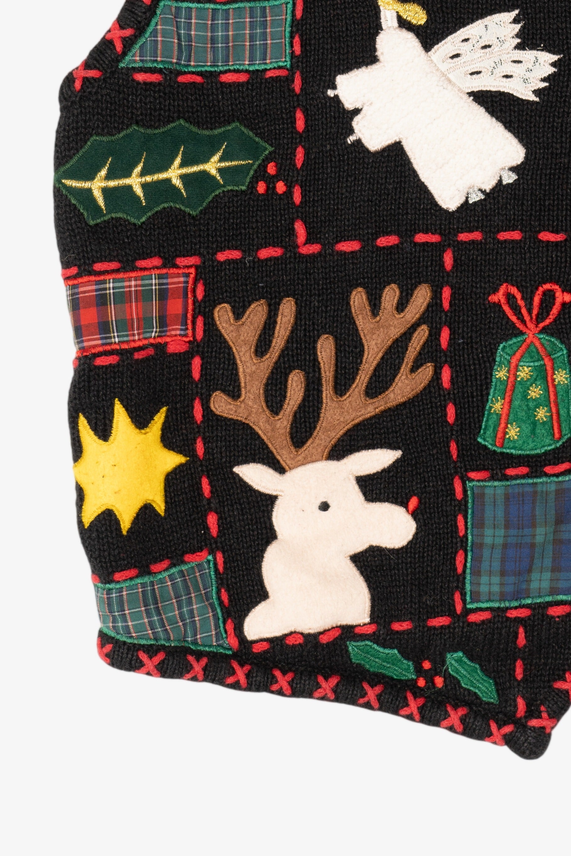 Vintage Black Segue Ugly Christmas Vest (1990s)