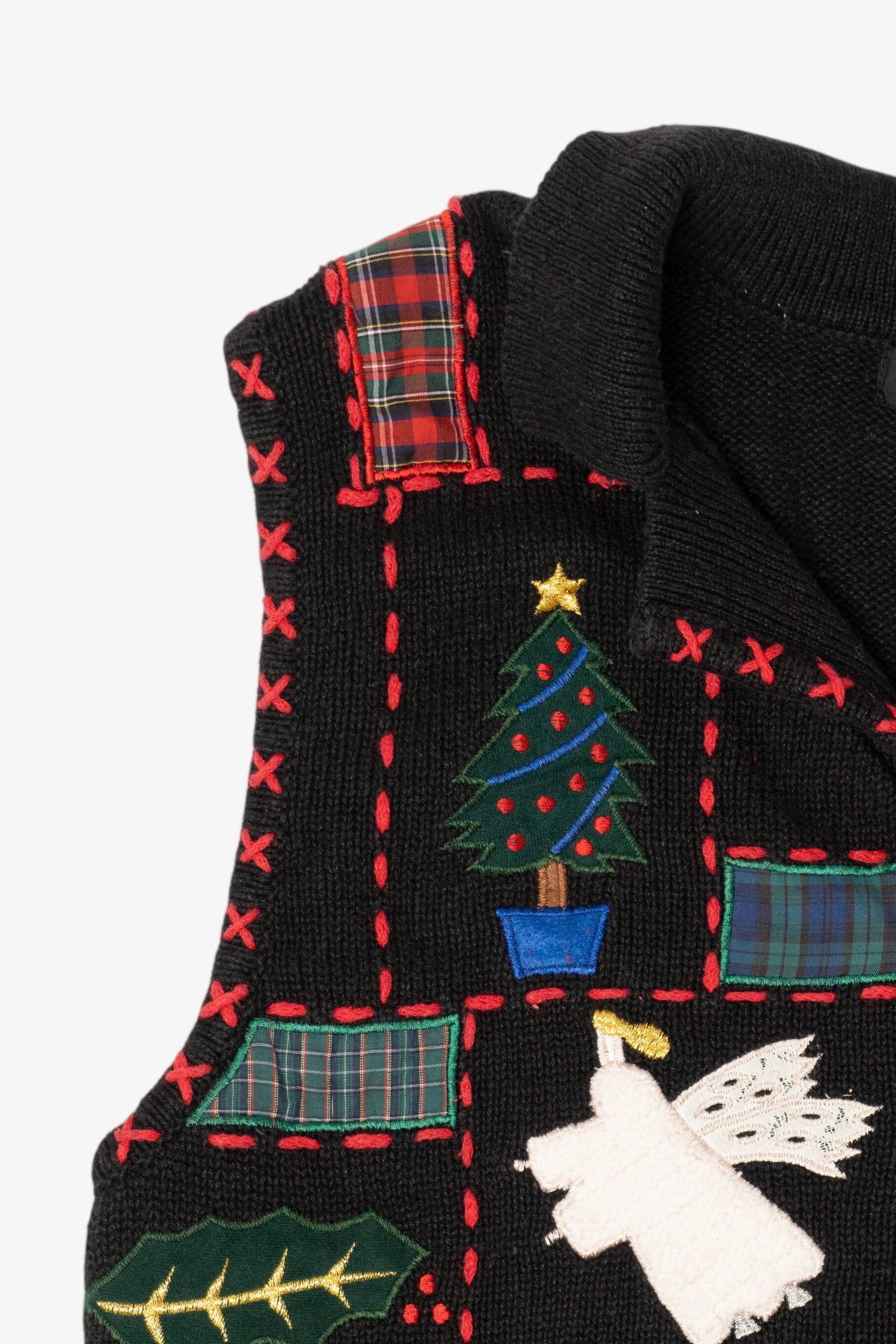 Vintage Black Segue Ugly Christmas Vest (1990s)
