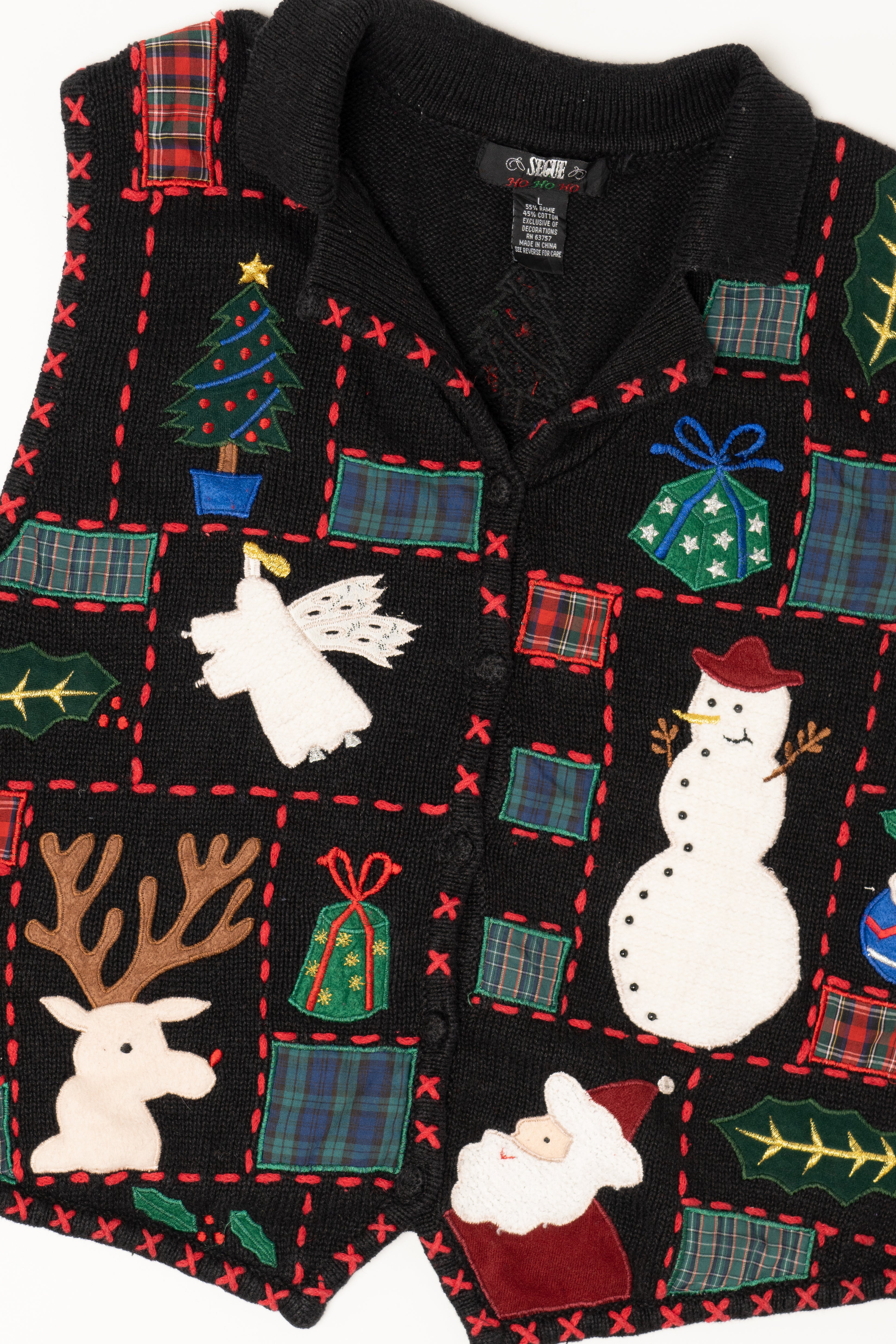 Vintage Black Segue Ugly Christmas Vest (1990s)