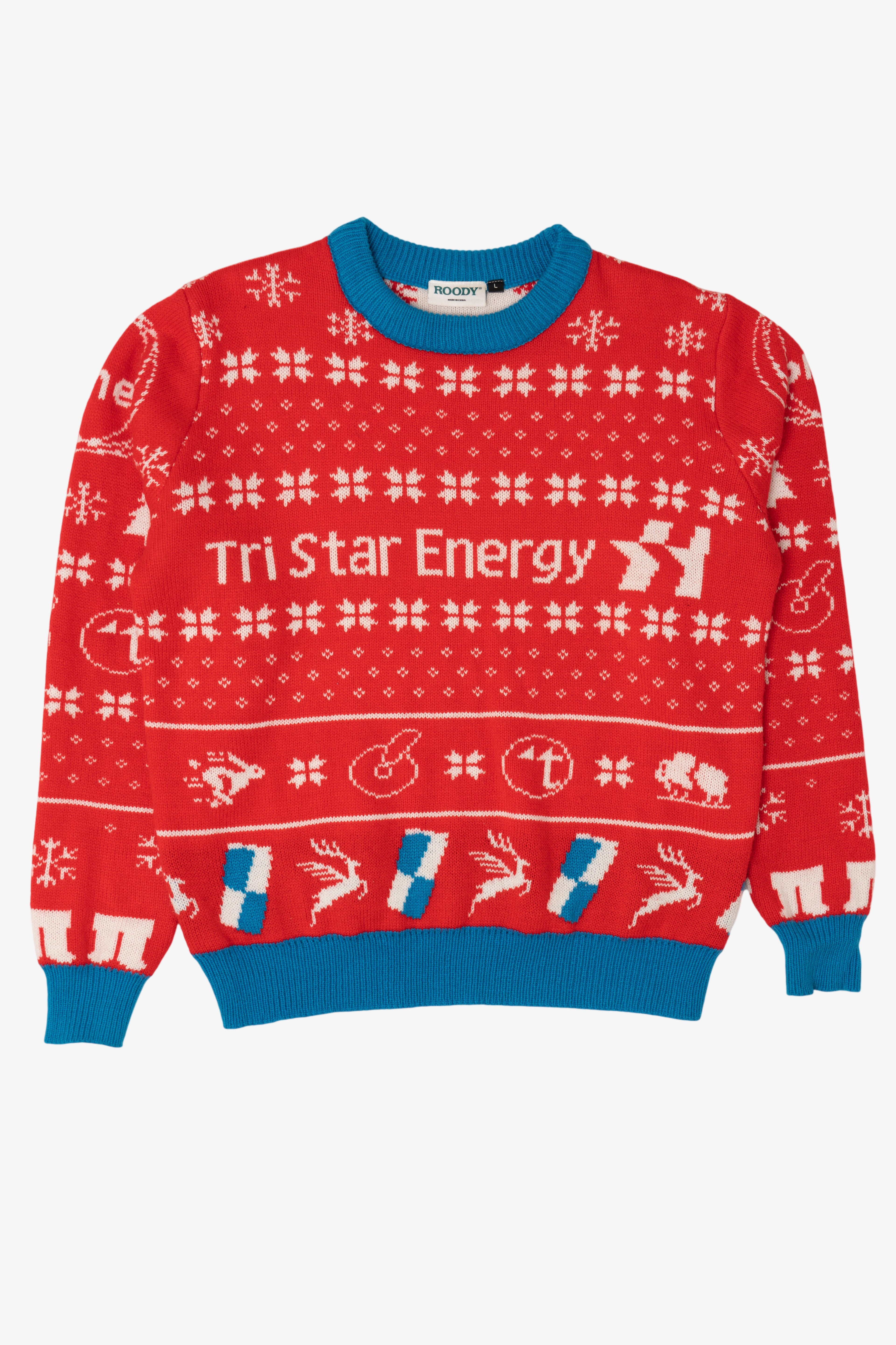 Red Tri Star Energy Ugly Christmas Pullover (2010s)