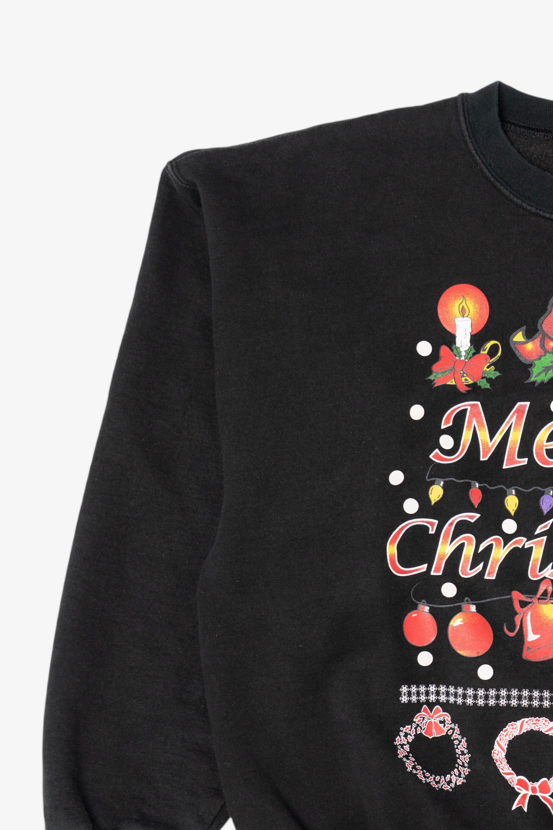 Vintage Black Hanes Ugly "Merry Christmas" Sweatshirt (1990s)