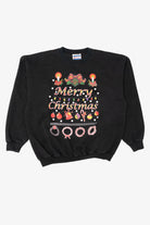 Vintage Black Hanes Ugly "Merry Christmas" Sweatshirt (1990s)