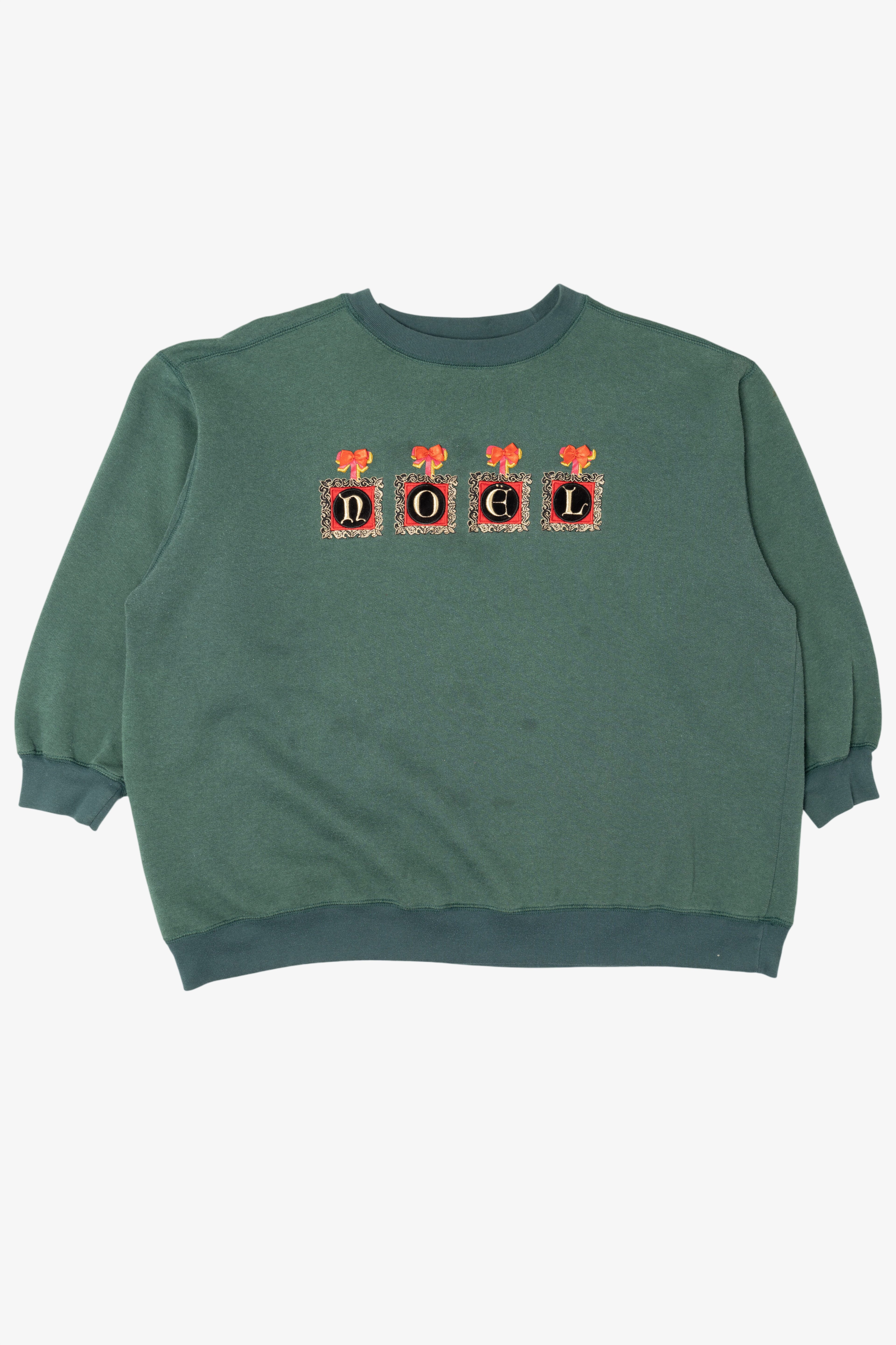 Vintage Green Honors "Noel" Ugly Christmas Sweatshirt (1990s)