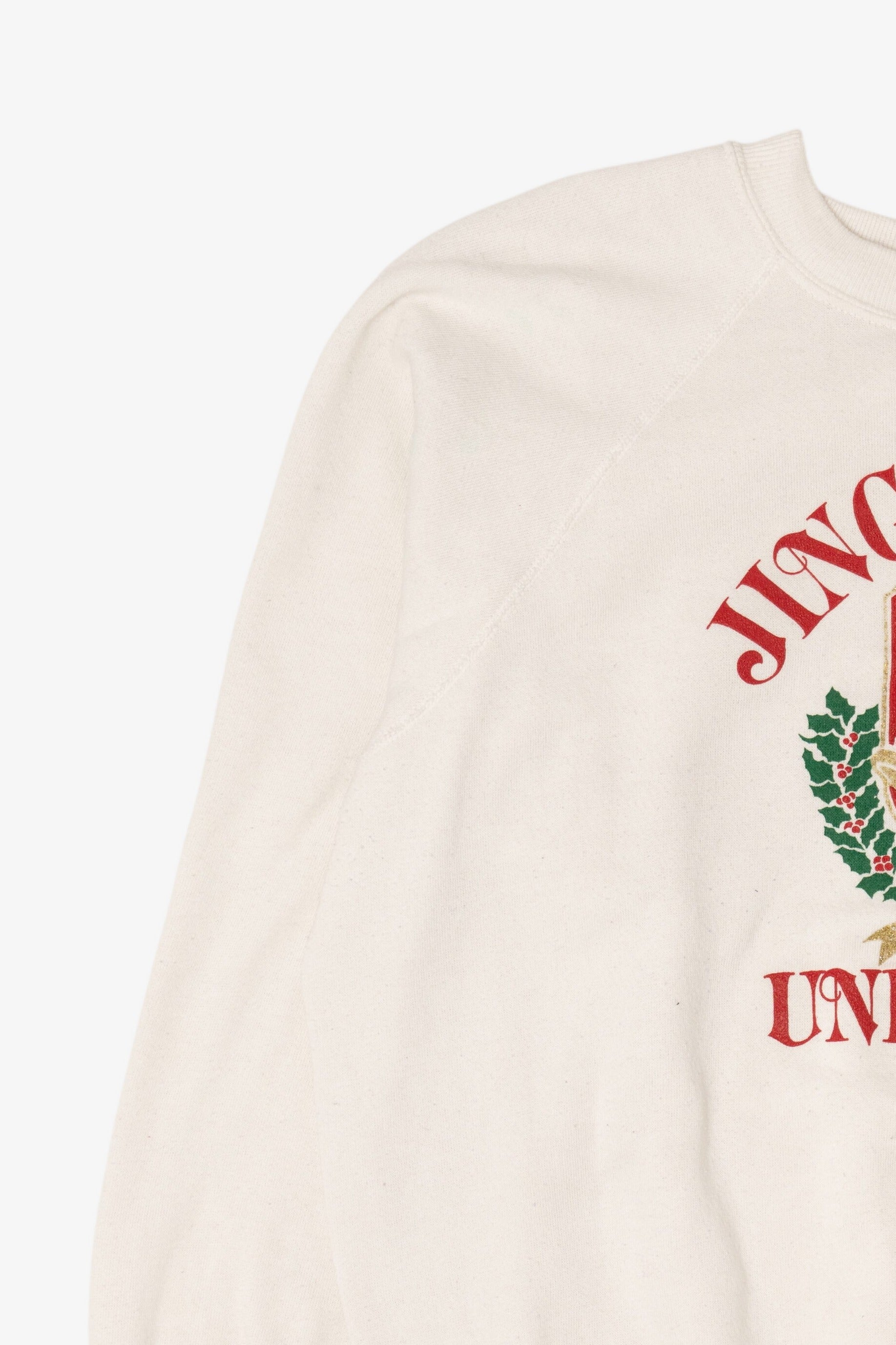 Vintage "Jingle Bell University" Ugly Christmas Raglan Sweatshirt (1980s)