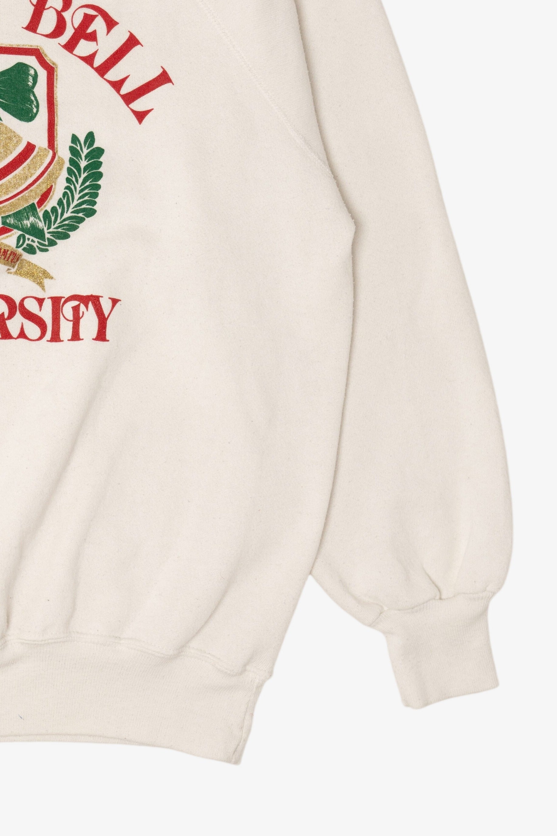 Vintage "Jingle Bell University" Ugly Christmas Raglan Sweatshirt (1980s)