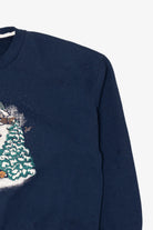 Vintage Navy Blue P.S Originals Winter Landscape Christmas Sweatshirt (1990s)