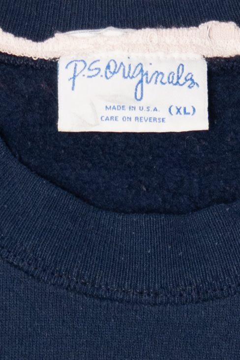 Vintage Navy Blue P.S Originals Winter Landscape Christmas Sweatshirt (1990s)