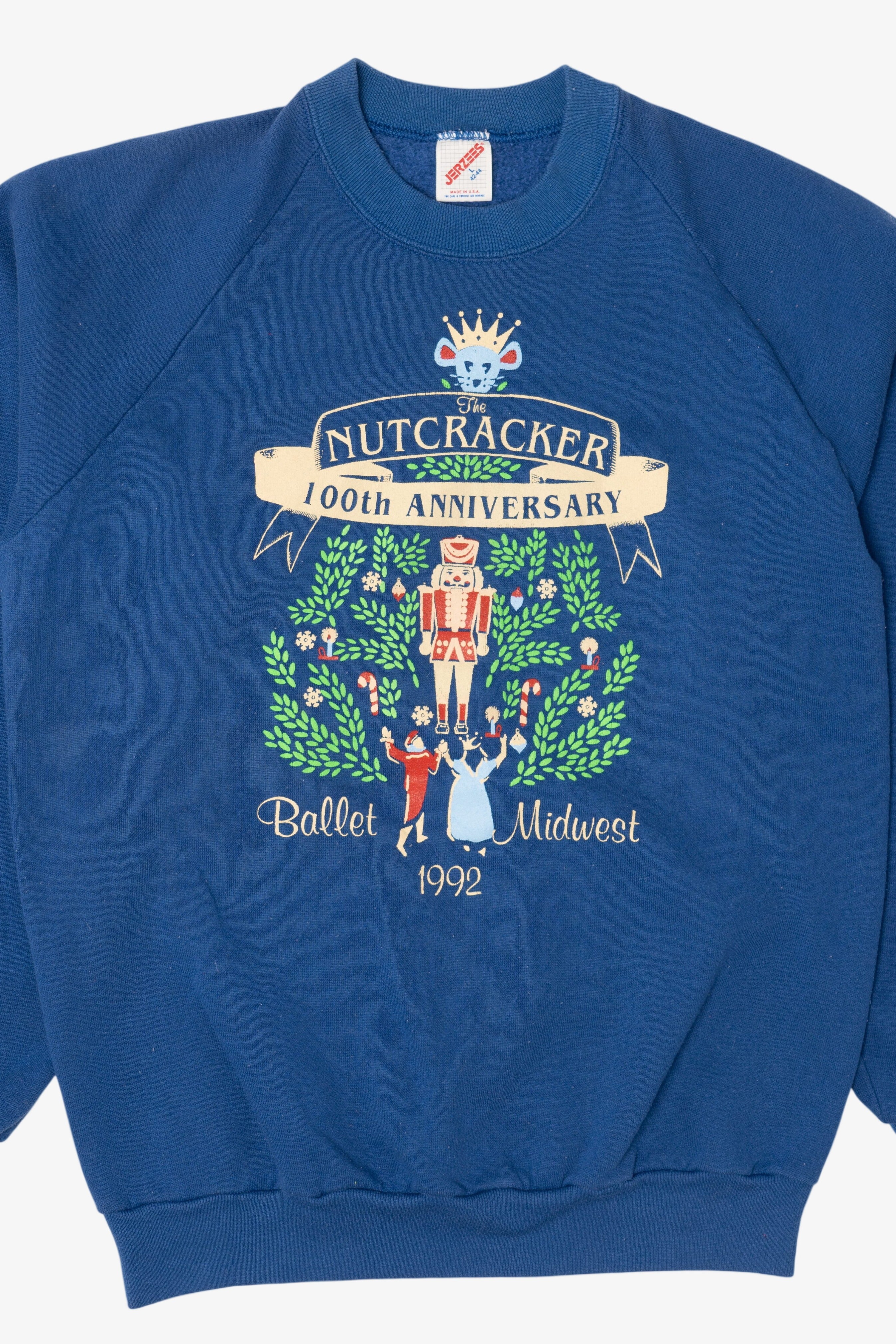 Vintage Blue"The Nutcracker" 100th Ballet Midwest Anniversary Christmas Raglan Sweatshirt (1990s)