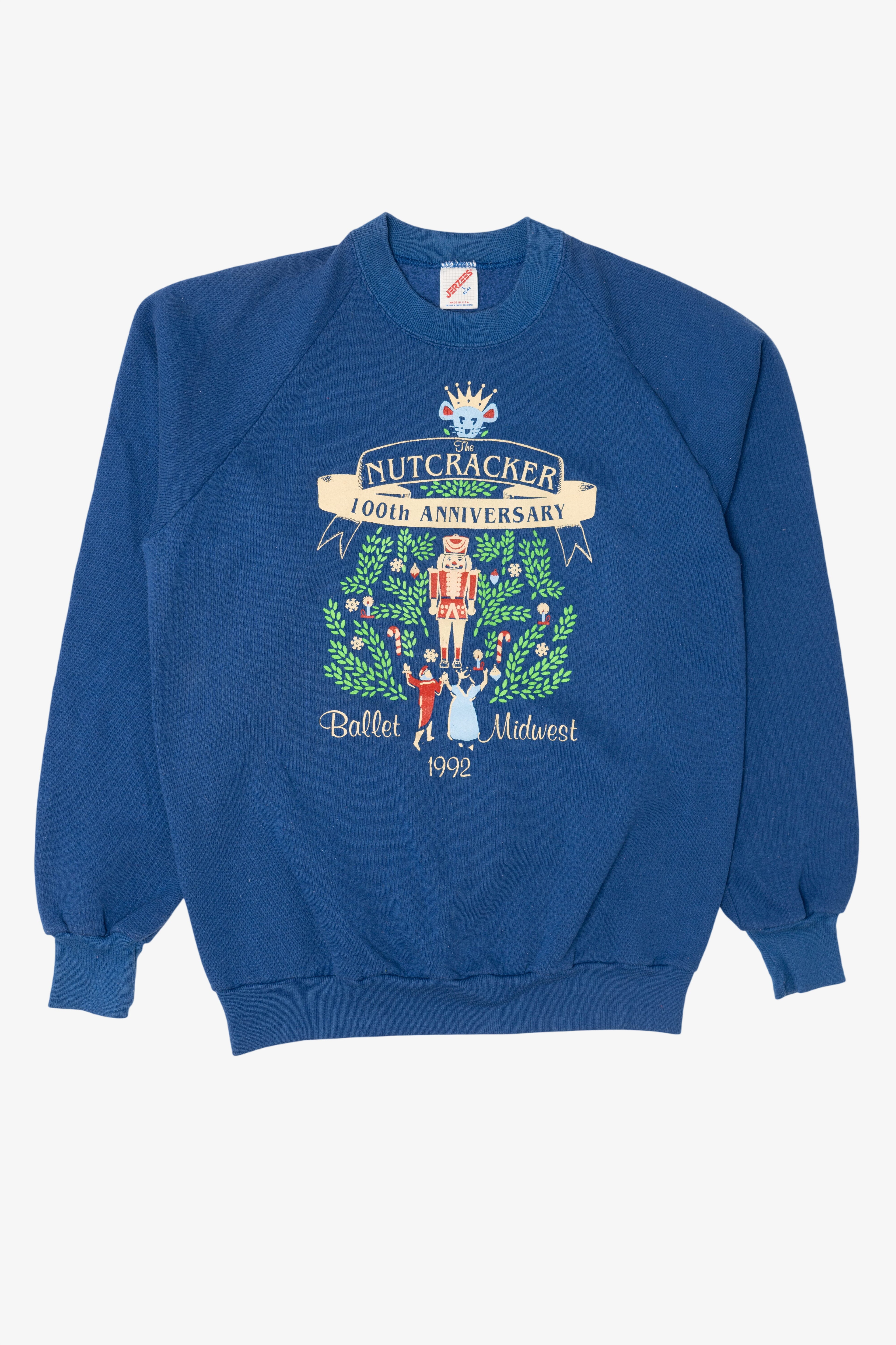 Vintage Blue"The Nutcracker" 100th Ballet Midwest Anniversary Christmas Raglan Sweatshirt (1990s)