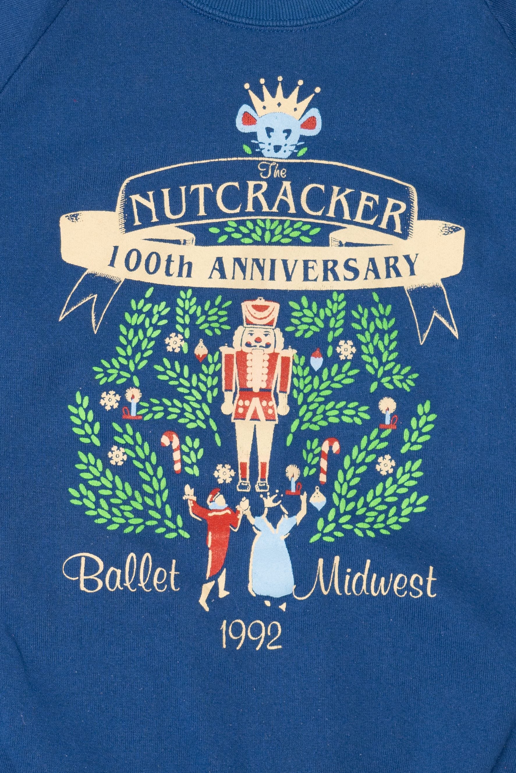 Vintage Blue"The Nutcracker" 100th Ballet Midwest Anniversary Christmas Raglan Sweatshirt (1990s)