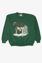 Vintage Dark Green Lee "Season's Greeting Canton, Ohio" Ugly Christmas Sweatshirt (1990s)