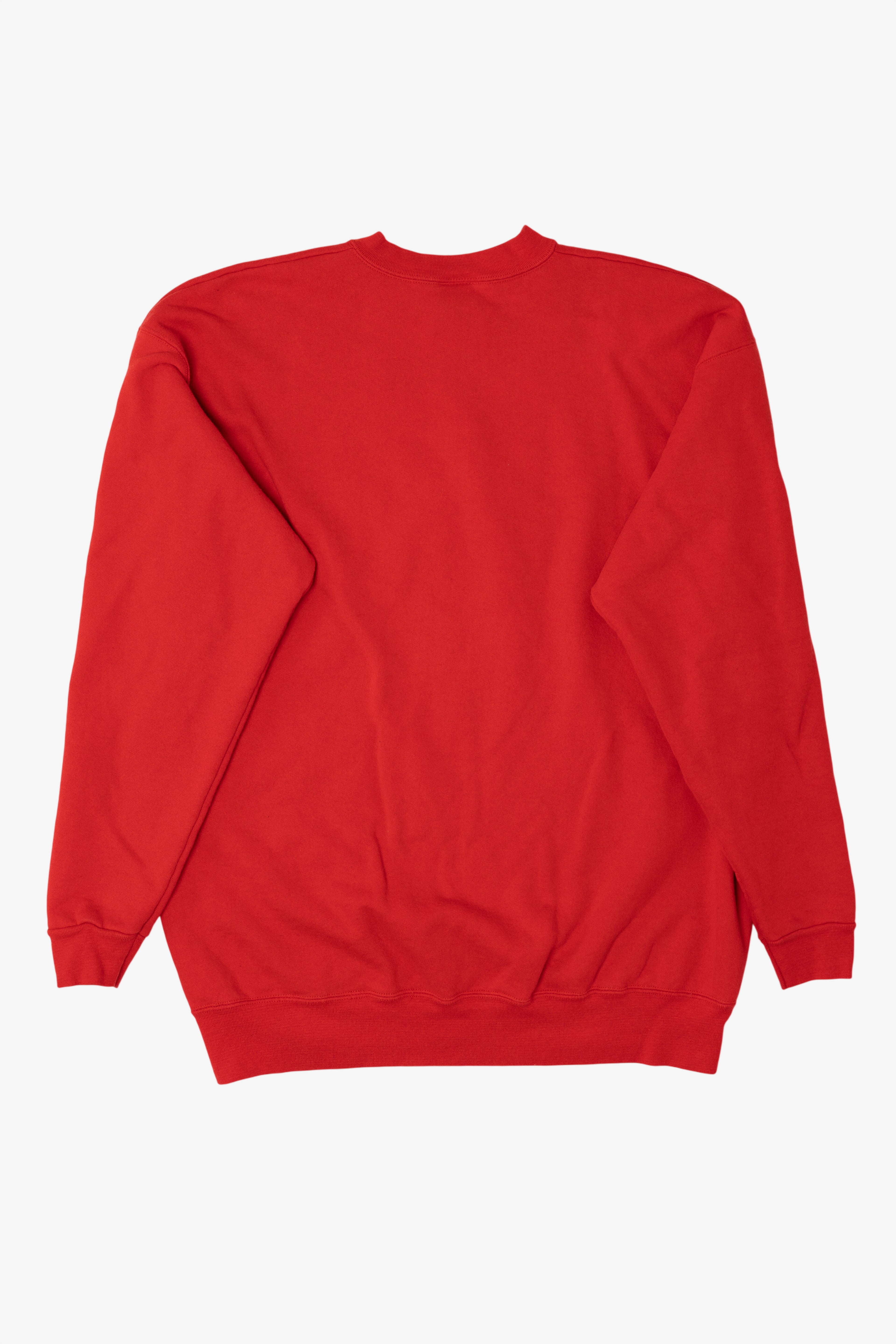 Vintage Red Oneita Embroidered "Minnesota" Lights Ugly Christmas Sweatshirt (1990s)