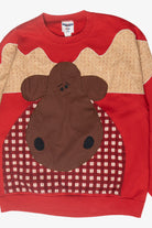 Moose Applique Vintage Ugly Christmas Sweatshirt (1990s)