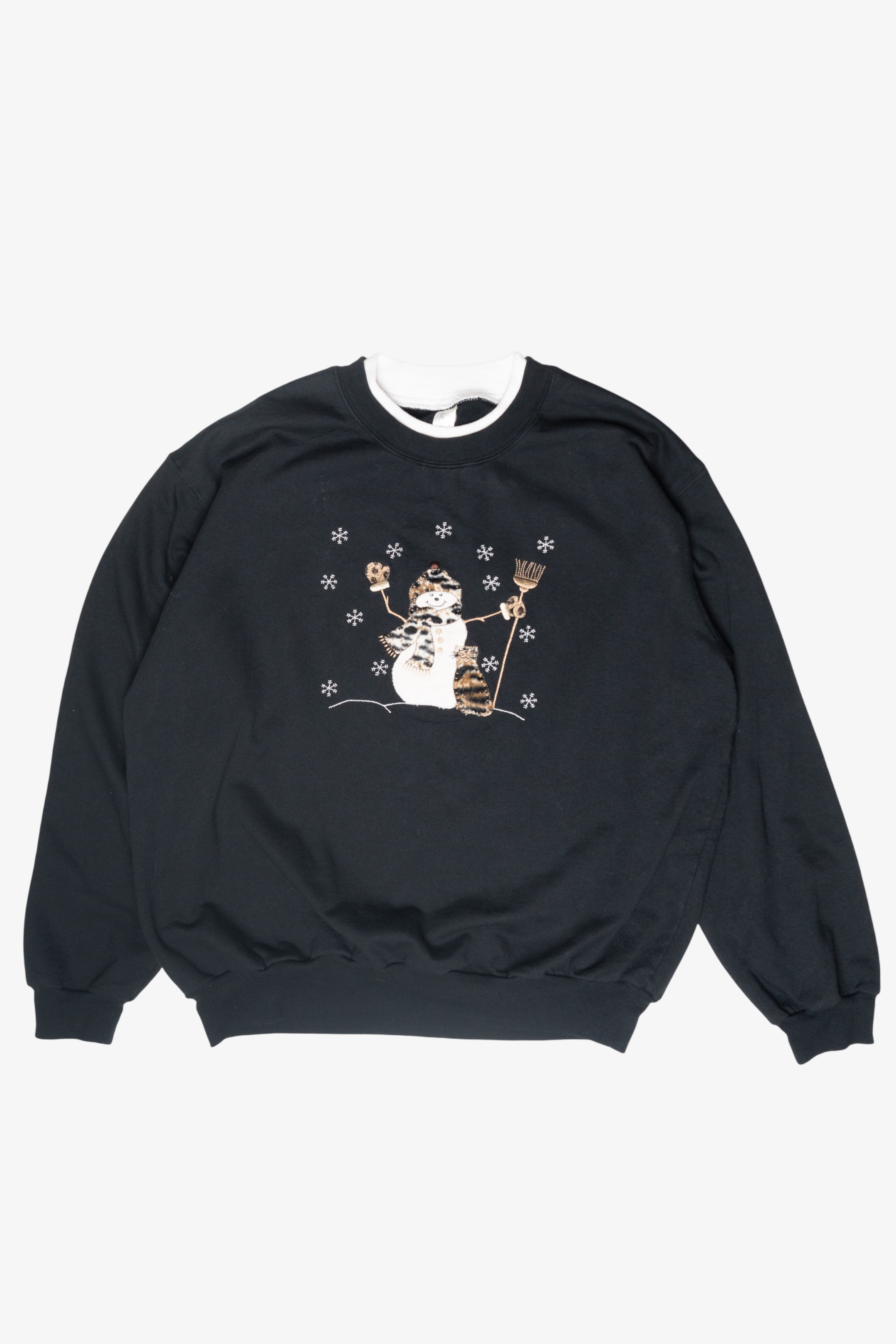 Animal Print Snowman Vintage Ugly Christmas Sweater (2000s)
