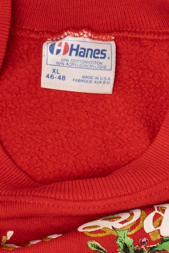 Vintage Red Hanes "I Believe In Santa Claus" Ugly Christmas Sweatshirt (1990s)