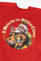 Vintage Red Hanes "I Believe In Santa Claus" Ugly Christmas Sweatshirt (1990s)