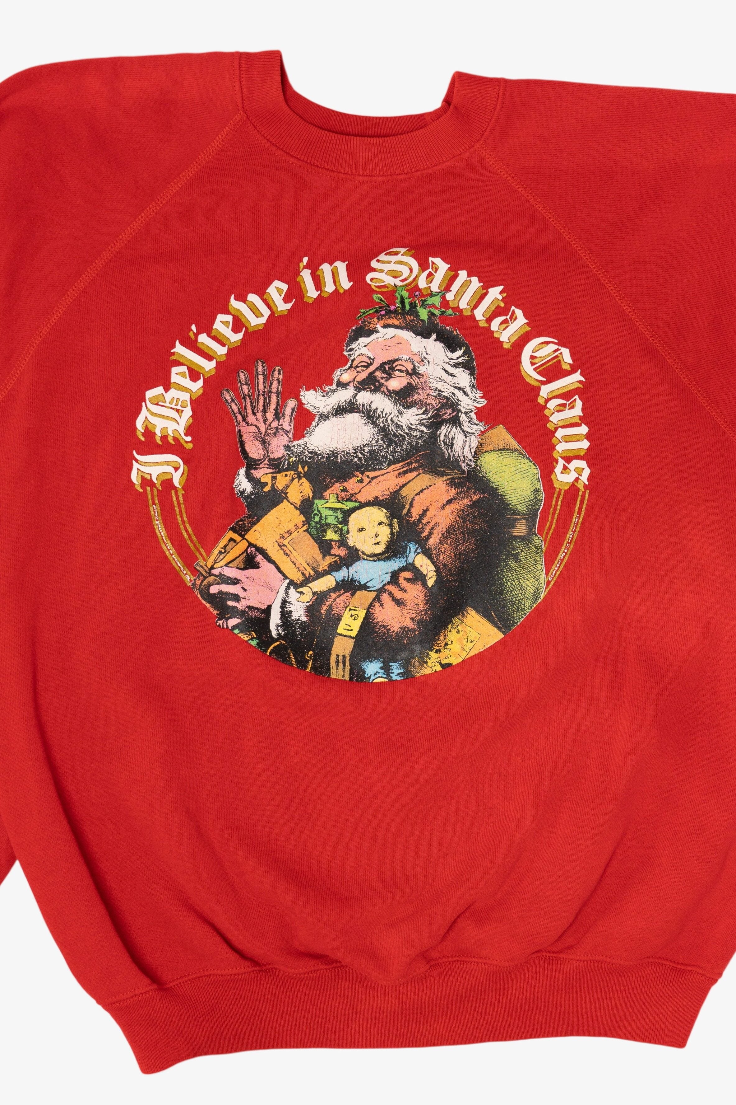 Vintage Red Hanes "I Believe In Santa Claus" Ugly Christmas Sweatshirt (1990s)