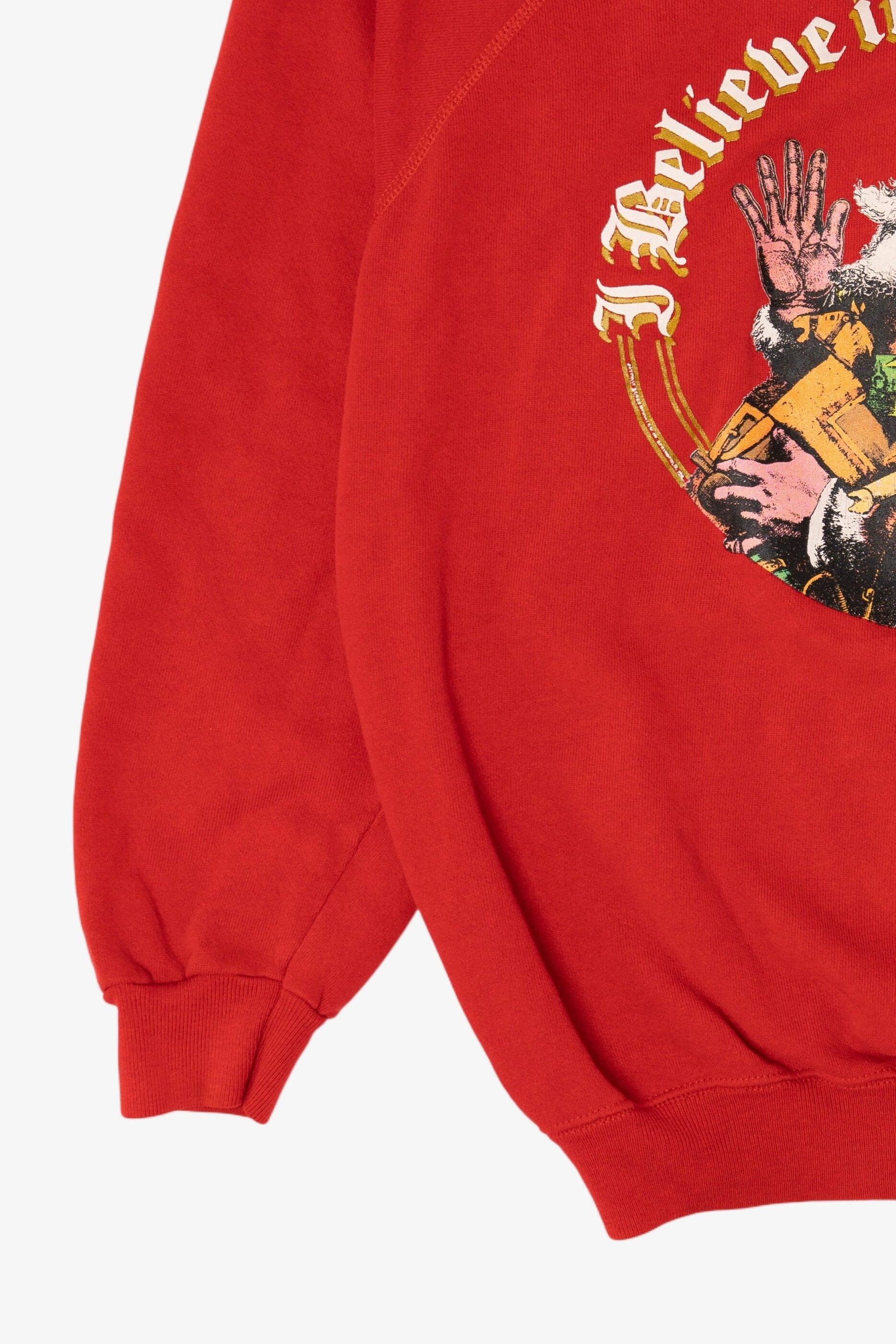 Vintage Red Hanes "I Believe In Santa Claus" Ugly Christmas Sweatshirt (1990s)