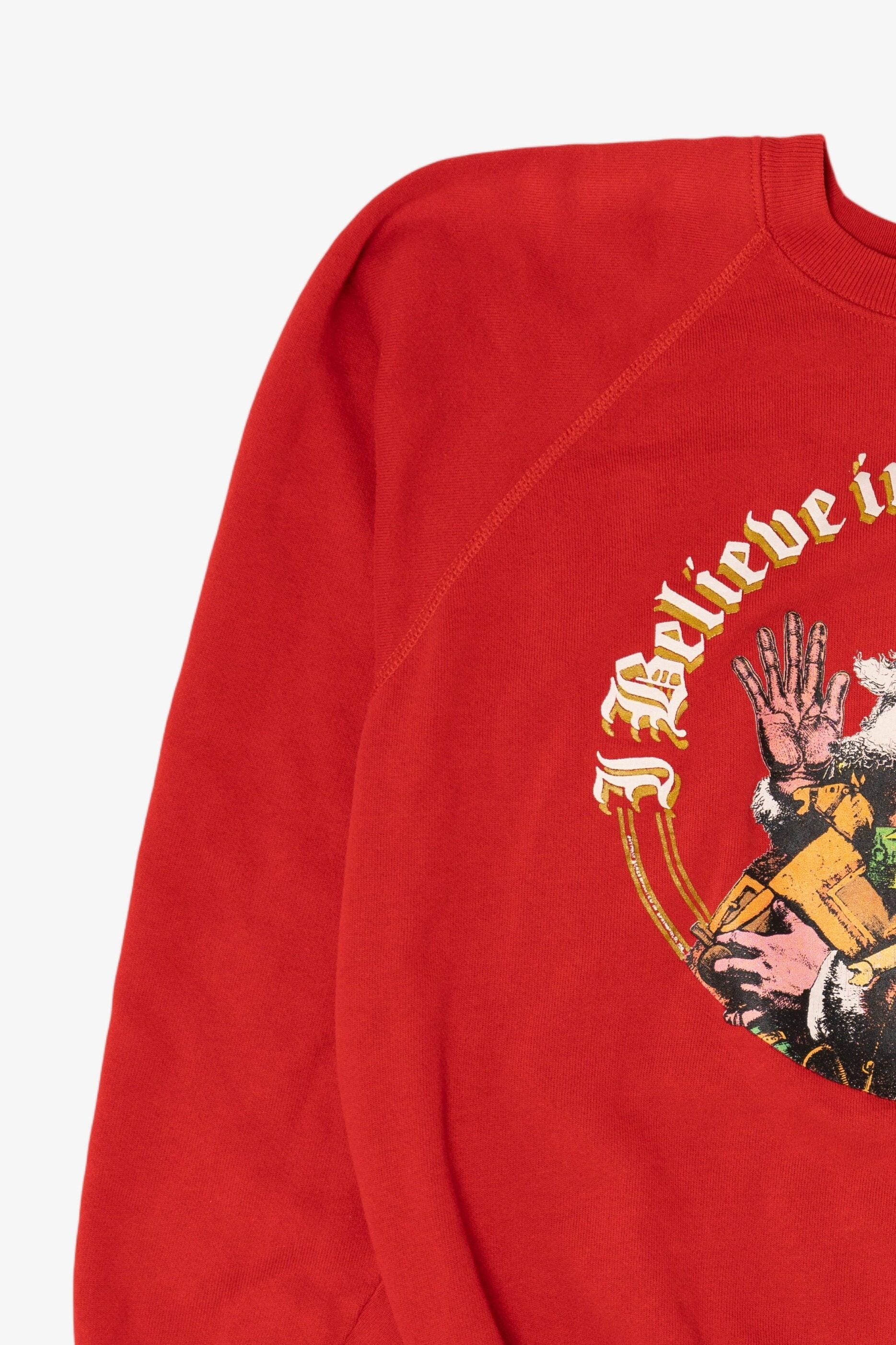 Vintage Red Hanes "I Believe In Santa Claus" Ugly Christmas Sweatshirt (1990s)