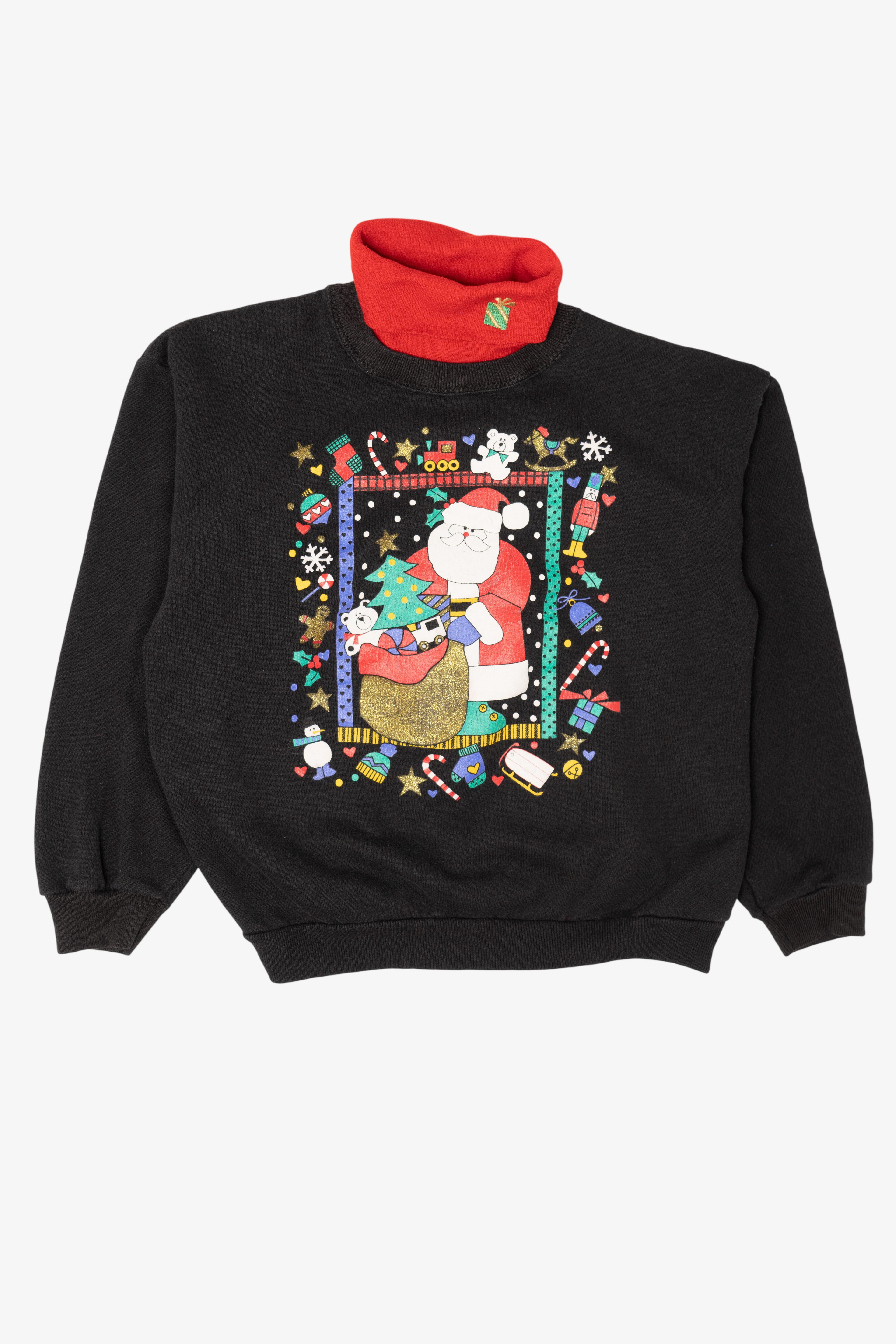 Vintage Kids Santa Ugly Christmas Turtleneck Sweatshirt (1990s)