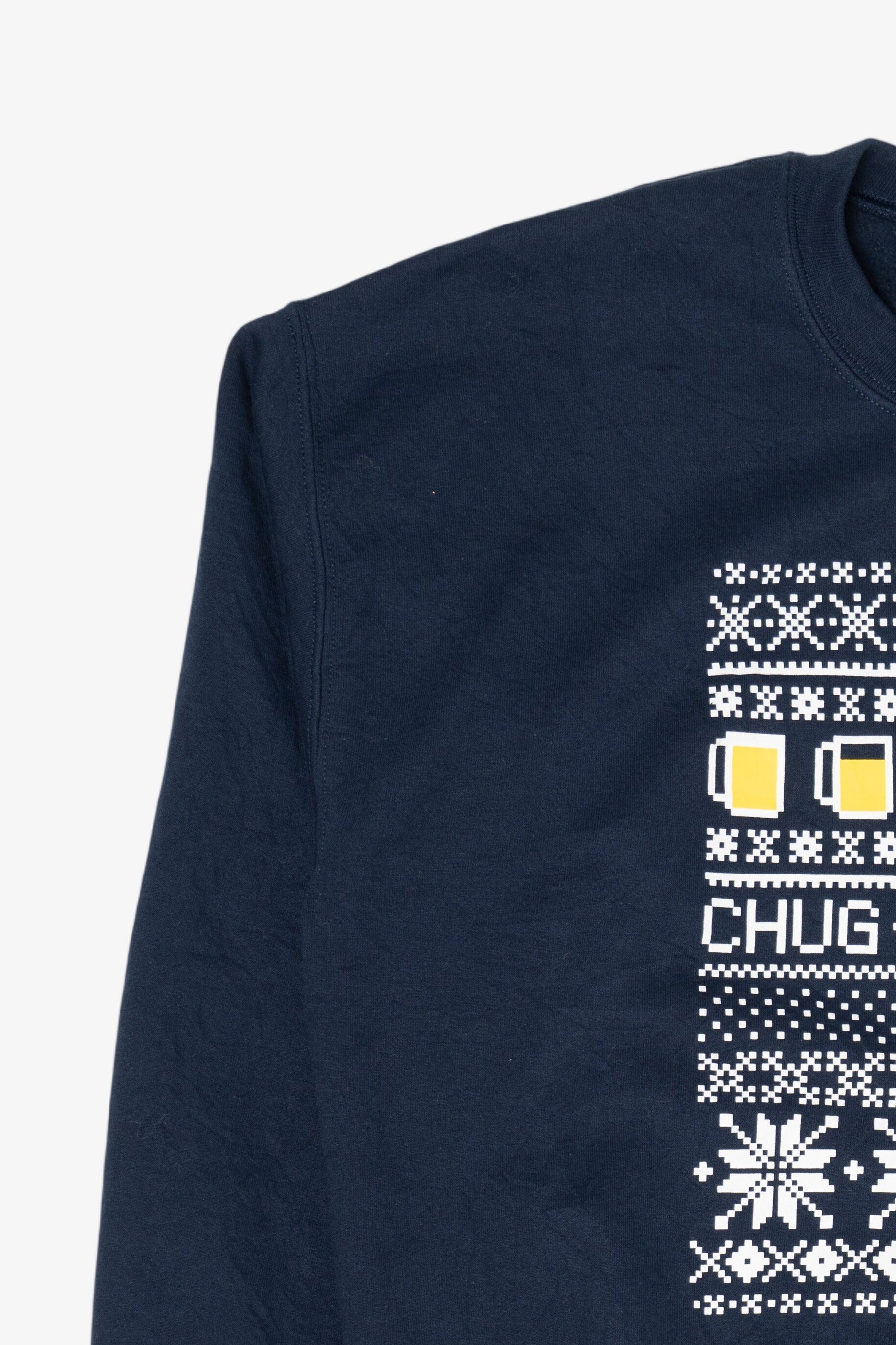 Navy Blue Gildan "Chug Chug Chug" Ugly Christmas Sweatshirt (2010s)