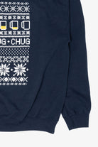 Navy Blue Gildan "Chug Chug Chug" Ugly Christmas Sweatshirt (2010s)