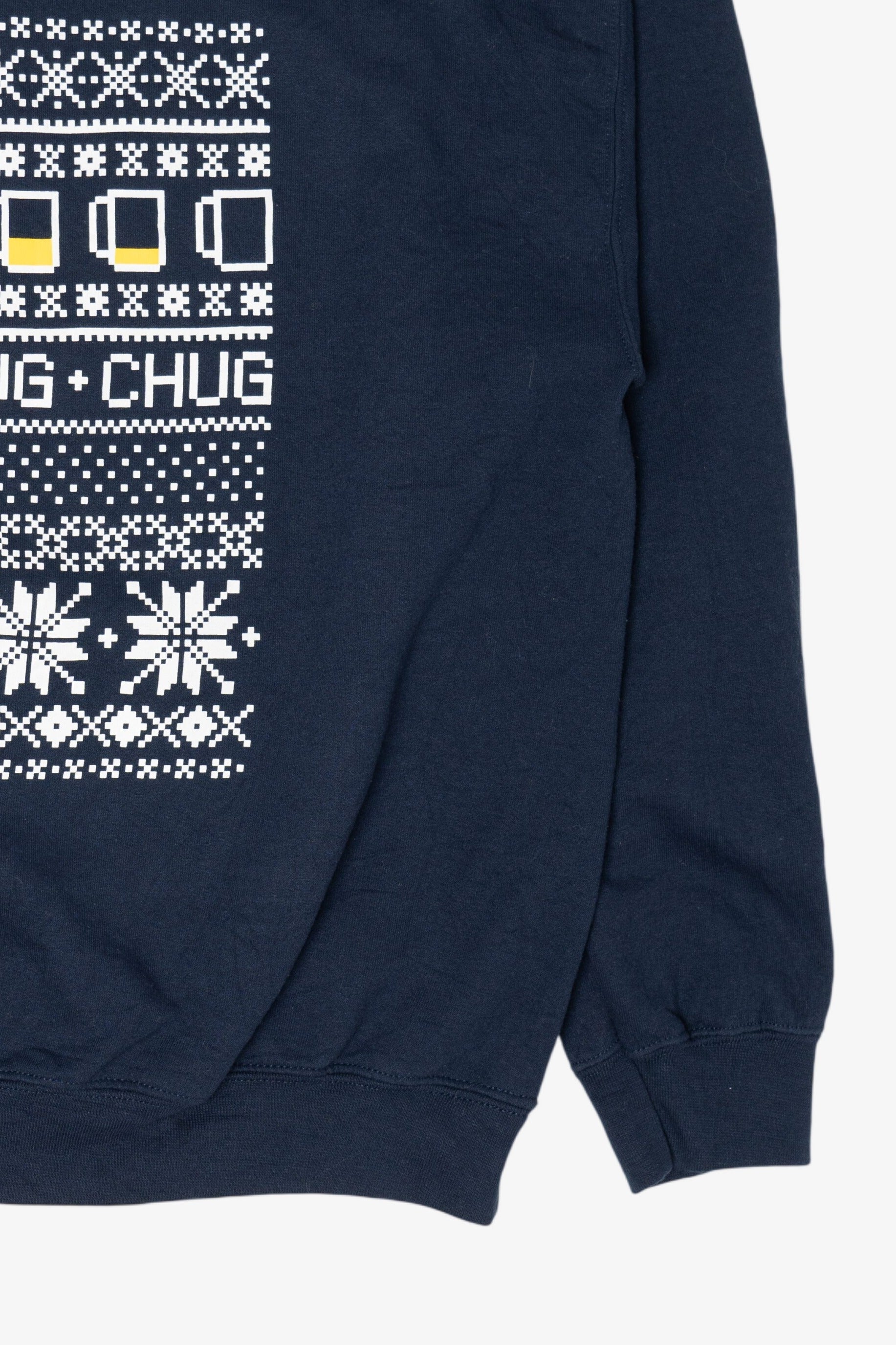 Navy Blue Gildan "Chug Chug Chug" Ugly Christmas Sweatshirt (2010s)