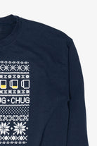 Navy Blue Gildan "Chug Chug Chug" Ugly Christmas Sweatshirt (2010s)
