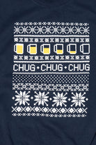 Navy Blue Gildan "Chug Chug Chug" Ugly Christmas Sweatshirt (2010s)