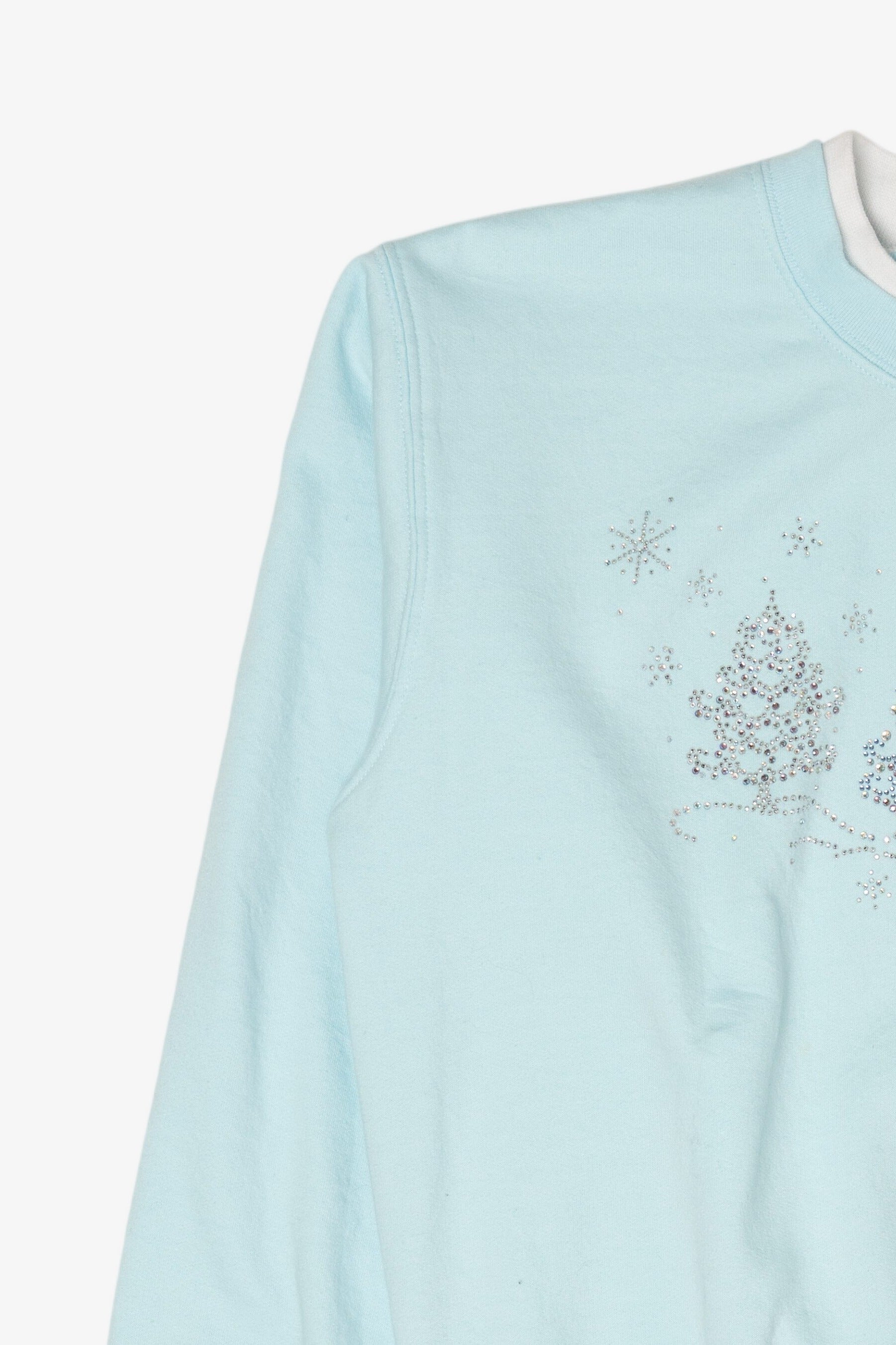 Vintage Baby Blue Decorated Originals Trees Ugly Christmas Sweatshirt (1990s)