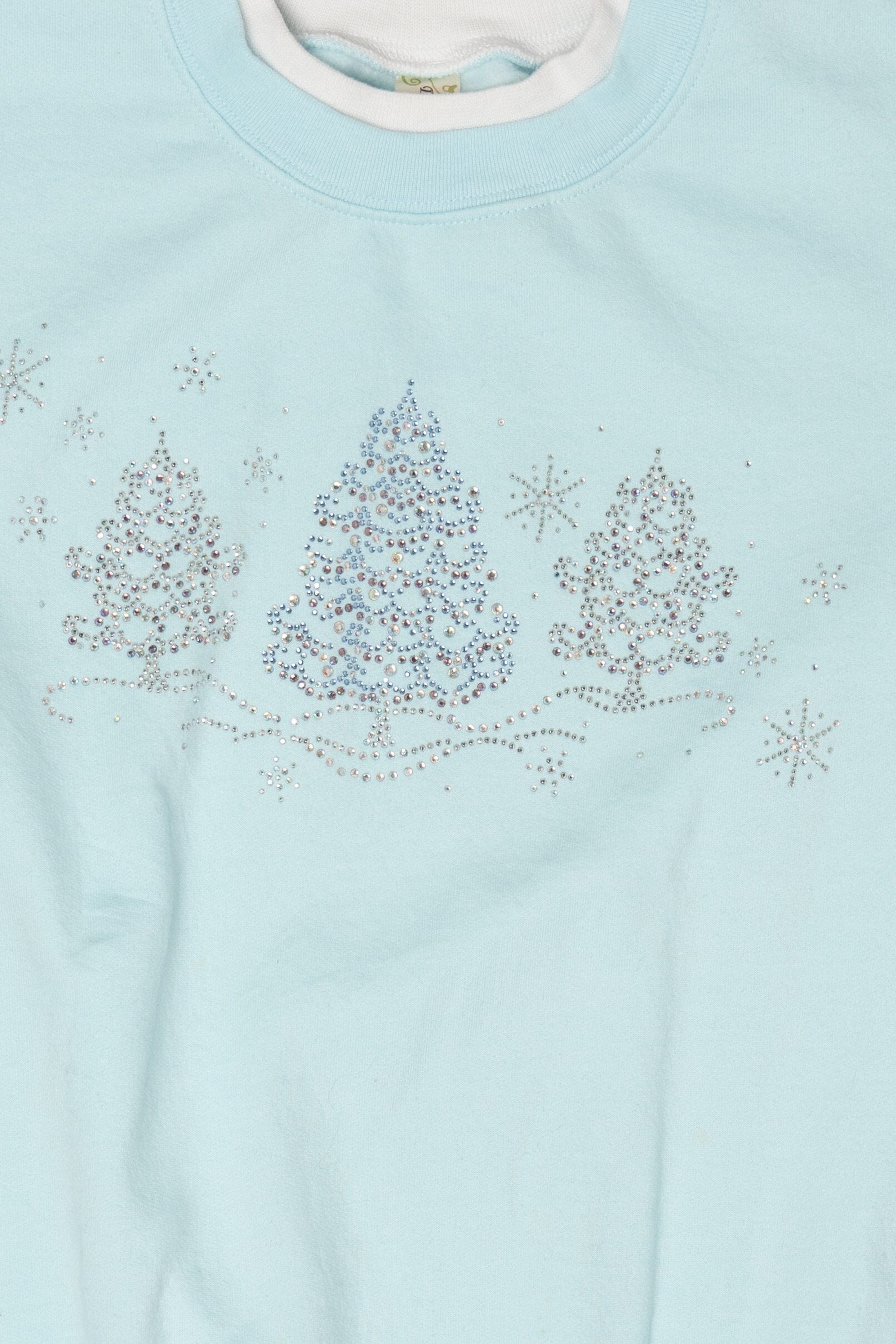 Vintage Baby Blue Decorated Originals Trees Ugly Christmas Sweatshirt (1990s)