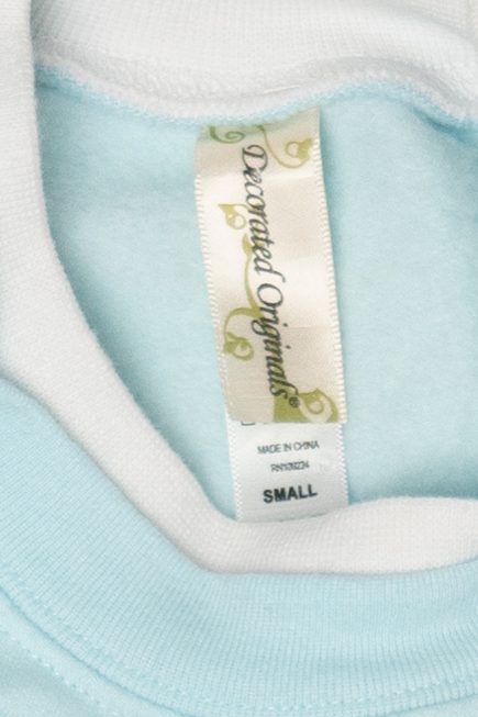 Vintage Baby Blue Decorated Originals Trees Ugly Christmas Sweatshirt (1990s)