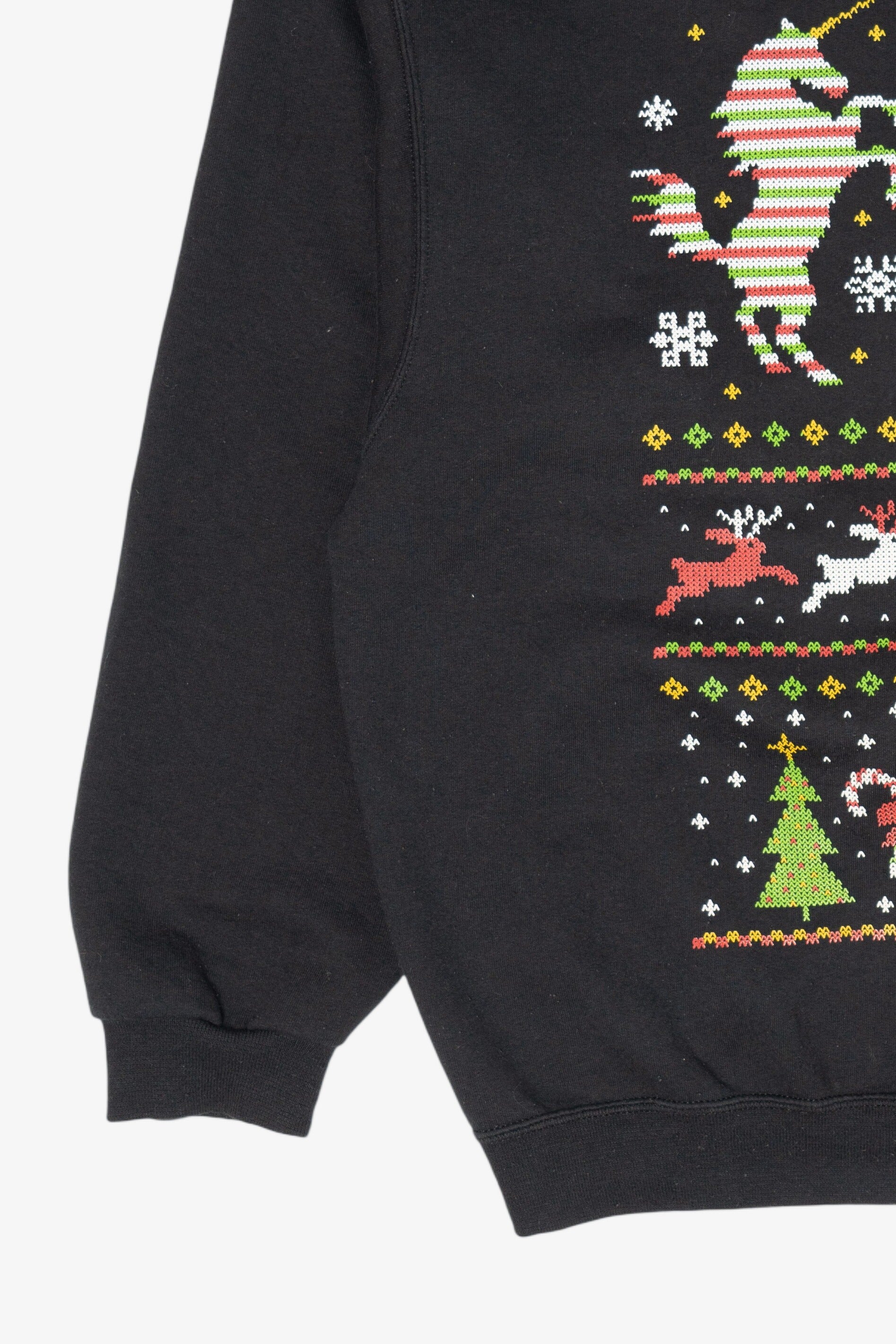 Vintage Black Jerzees Unicorns Ugly Christmas Sweatshirt (2000s)