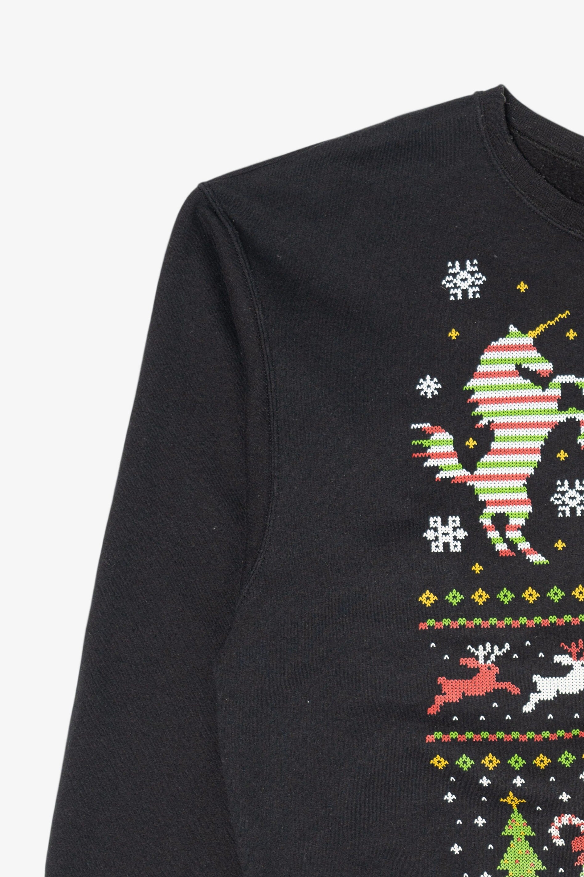Vintage Black Jerzees Unicorns Ugly Christmas Sweatshirt (2000s)