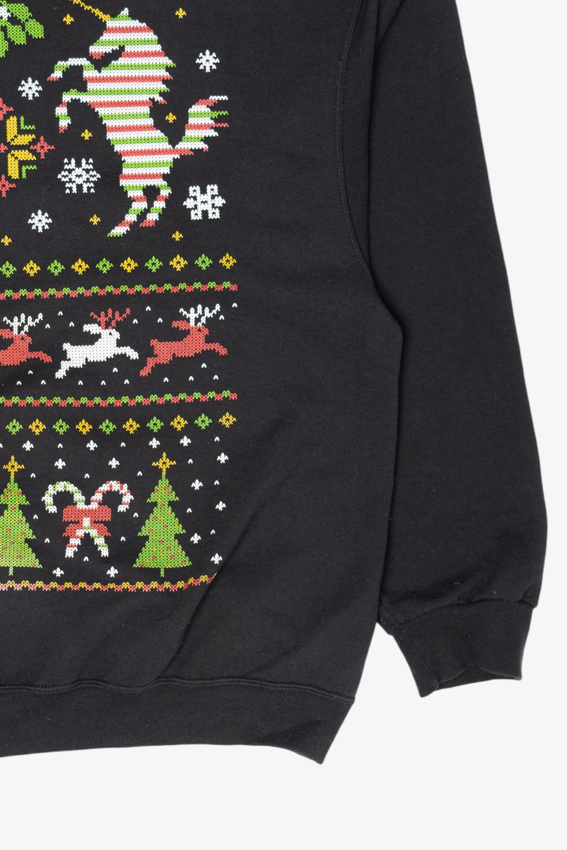 Vintage Black Jerzees Unicorns Ugly Christmas Sweatshirt (2000s)