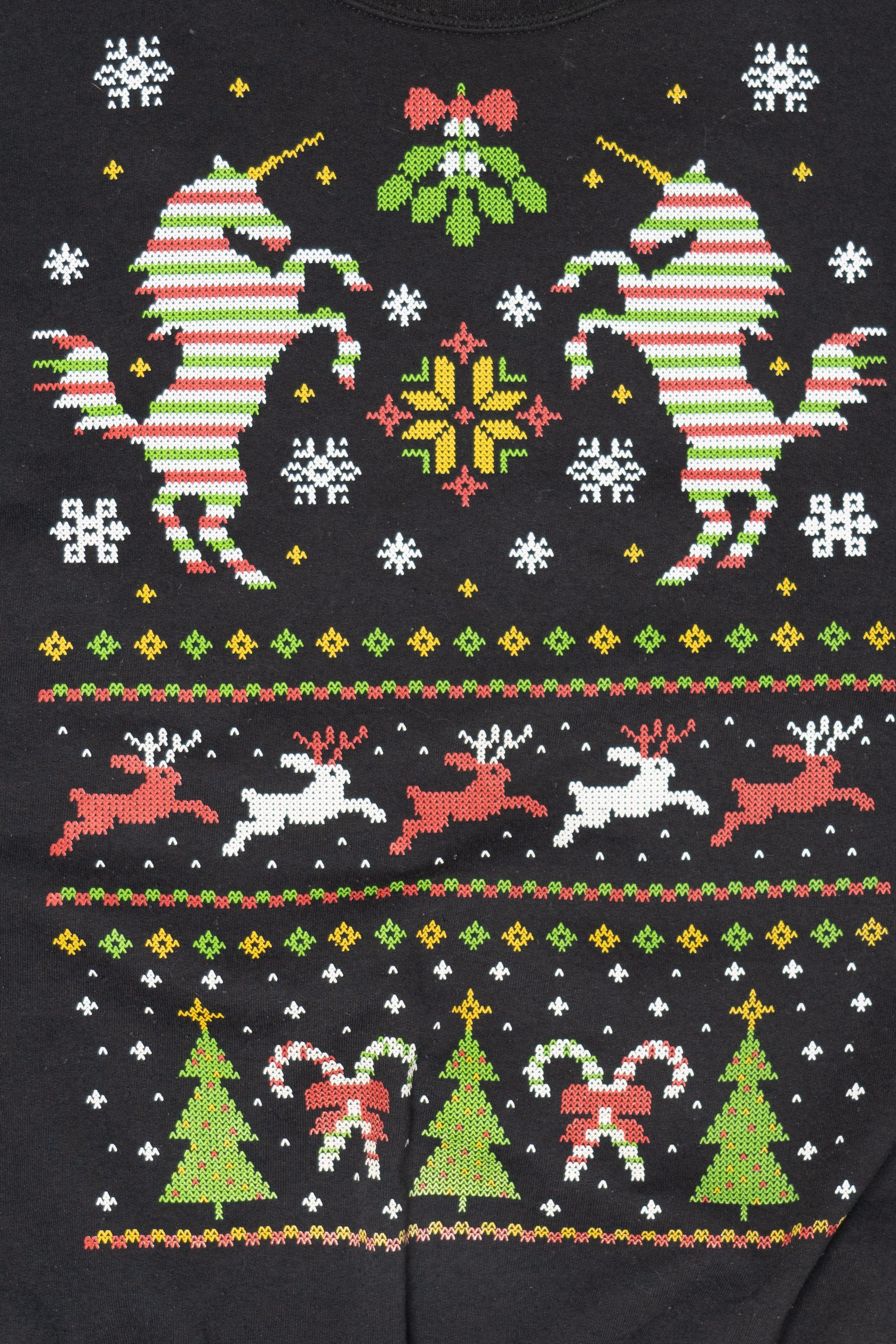 Vintage Black Jerzees Unicorns Ugly Christmas Sweatshirt (2000s)
